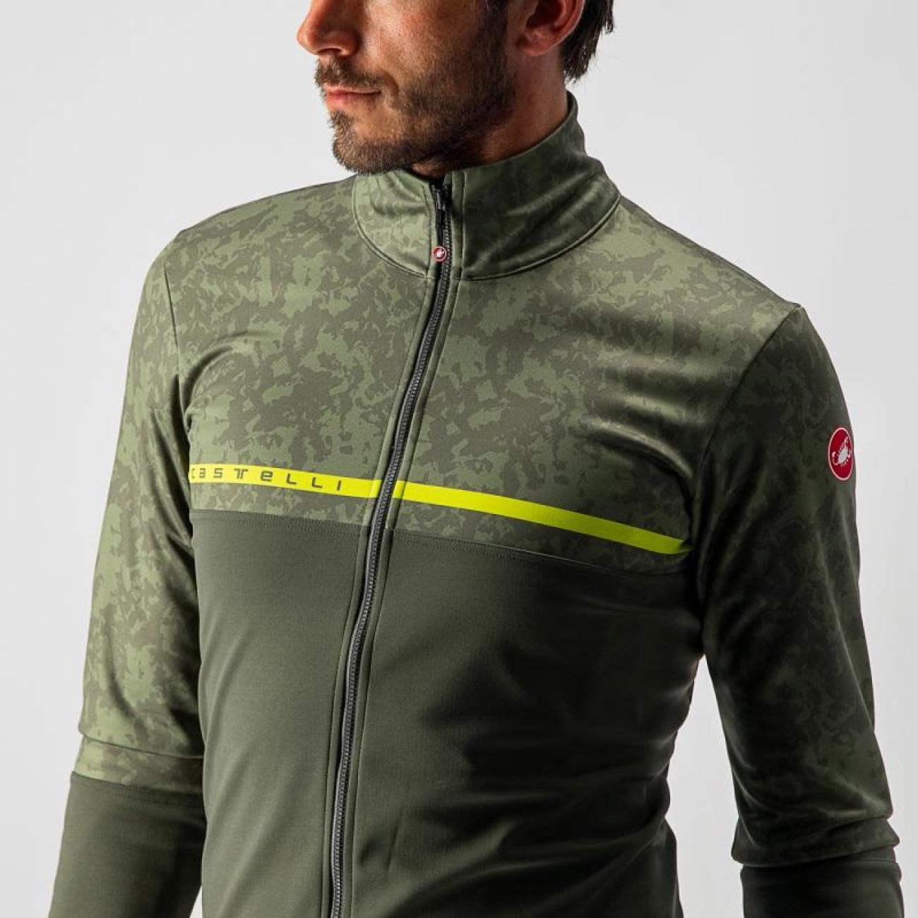 
                CASTELLI Cyklistická zateplená bunda - FINESTRE - zelená/žltá XL
            