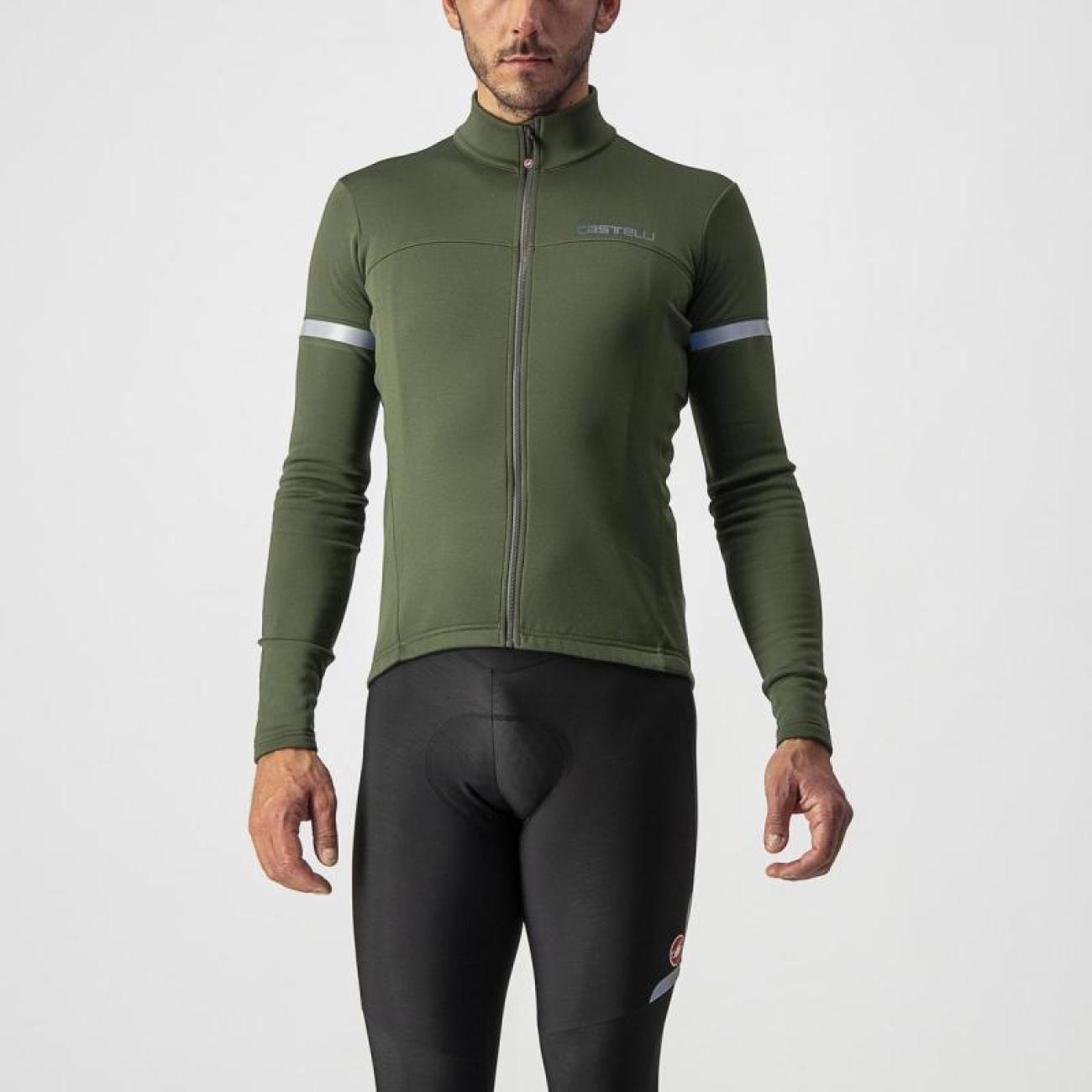 
                CASTELLI Cyklistický dres s dlhým rukávom zimný - FONDO - zelená 3XL
            