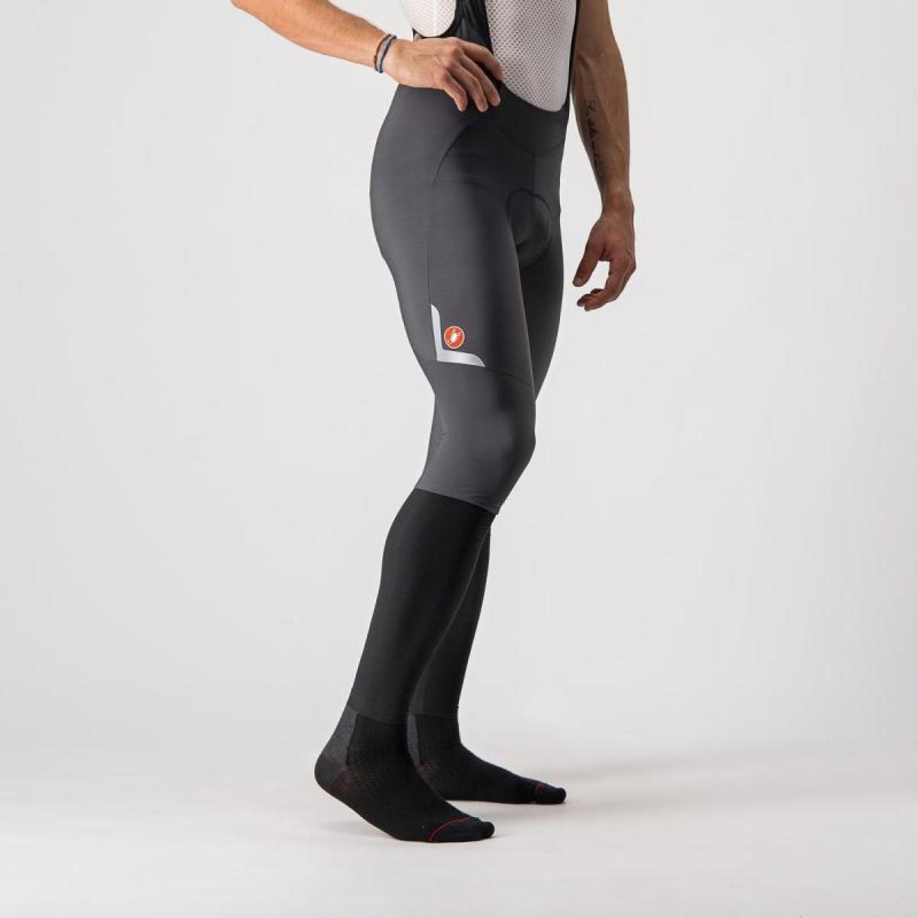 CASTELLI Cyklistické nohavice dlhé s trakmi - VELOCISSIMO 5 - čierna/žltá 2XL