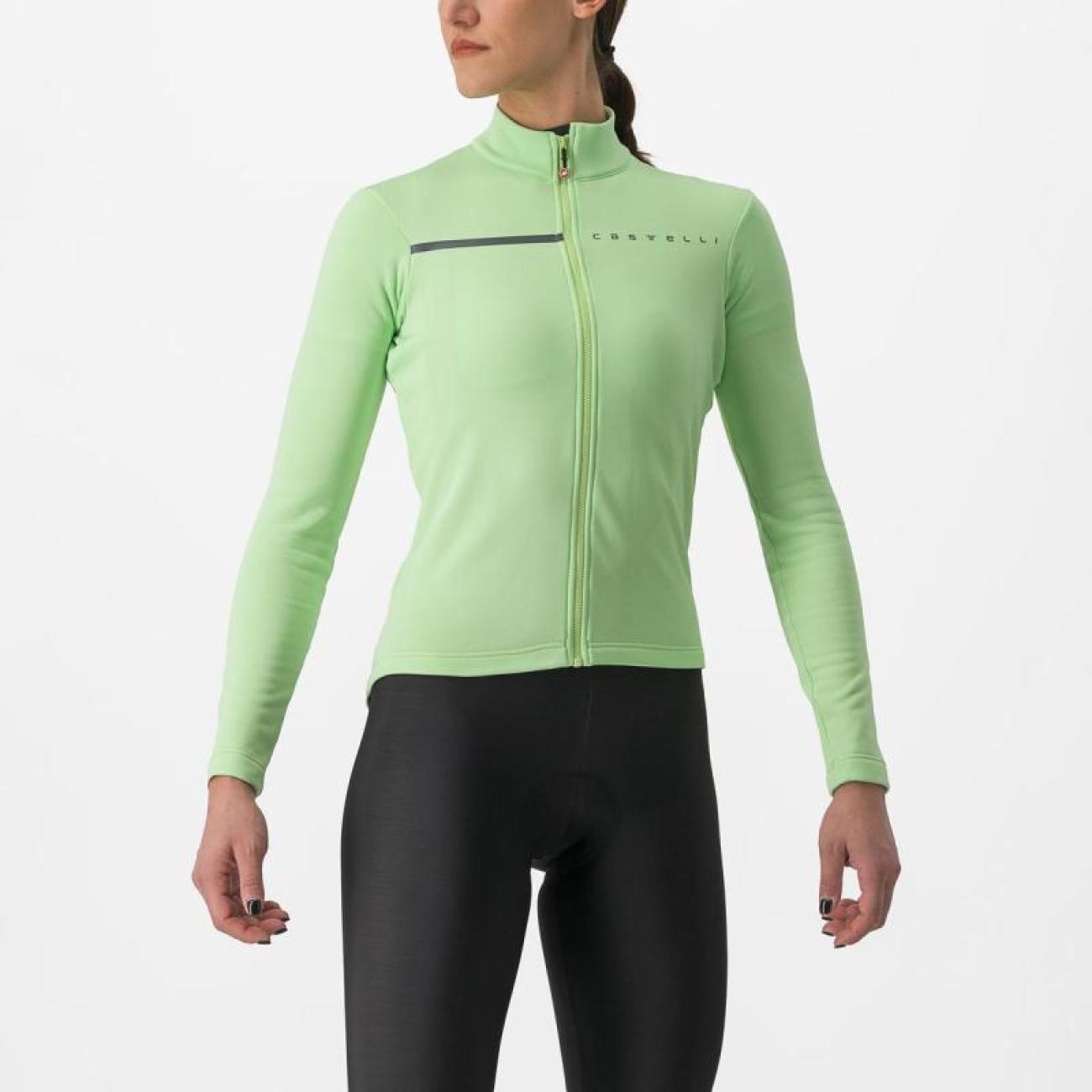 CASTELLI Cyklistický dres s dlhým rukávom zimný - SINERGIA 2 - svetlo zelená