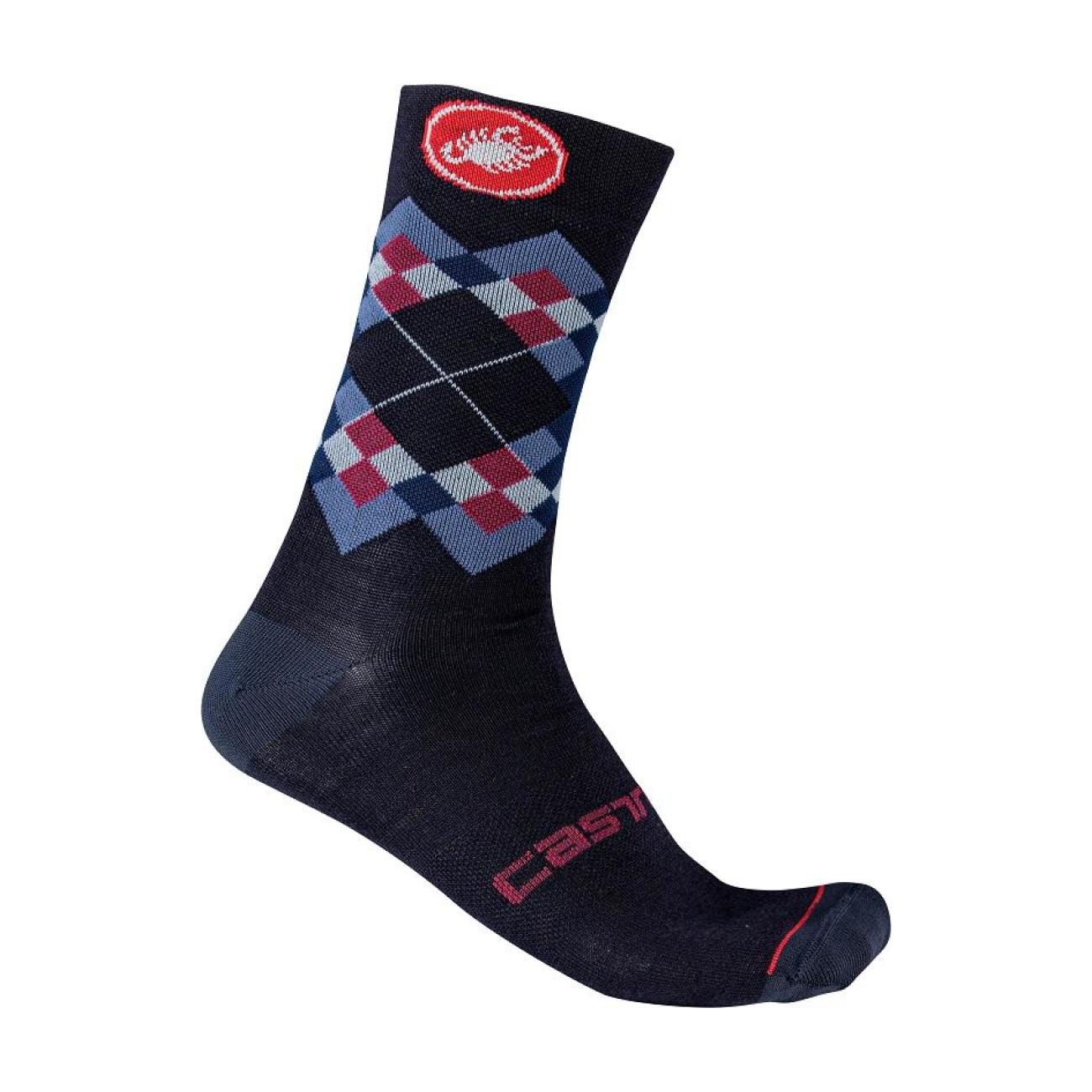 
                CASTELLI Cyklistické ponožky klasické - ROMBO 18 - modrá 2XL
            