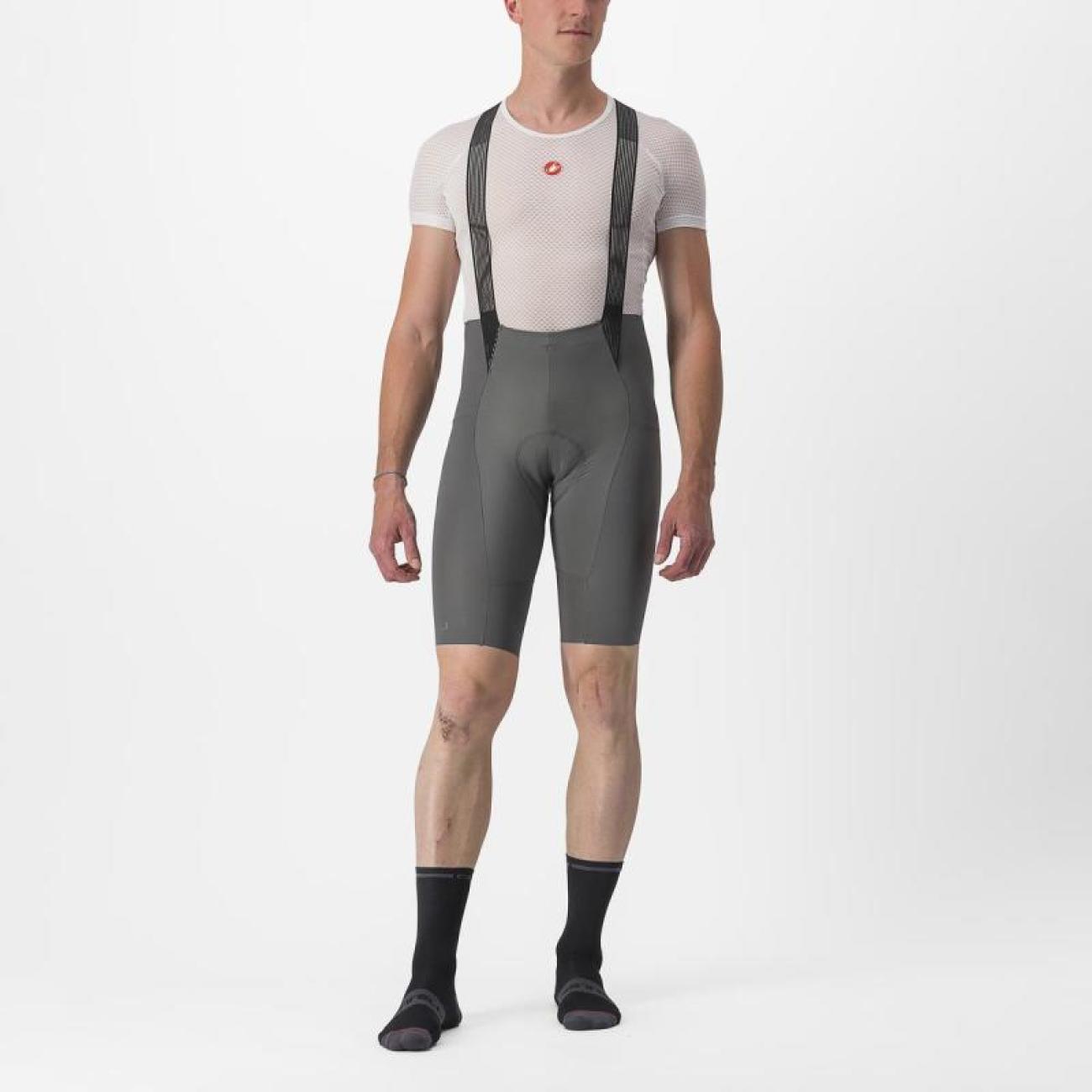 
                CASTELLI Cyklistické nohavice krátke s trakmi - FREE AERO RC - šedá XL
            