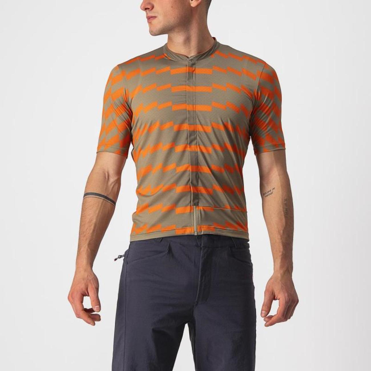 CASTELLI Cyklistický dres s krátkym rukávom - UNLIMITED STERRATO - zelená/oranžová