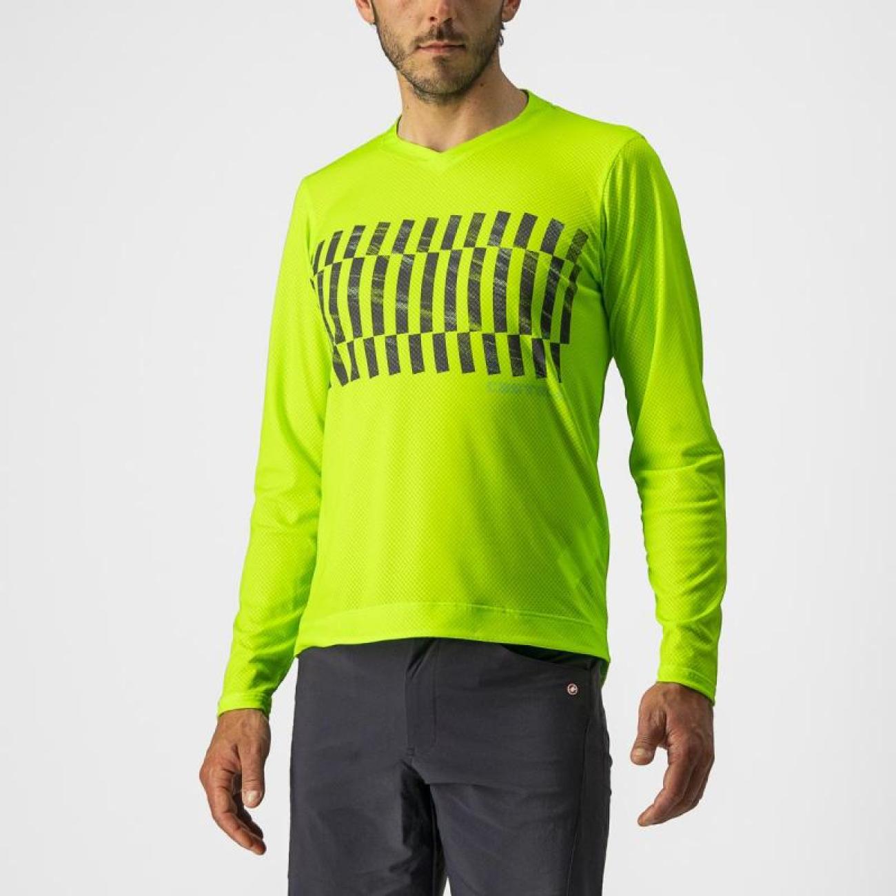 CASTELLI Cyklistický dres s dlhým rukávom letný - TRAIL TECH - svetlo zelená