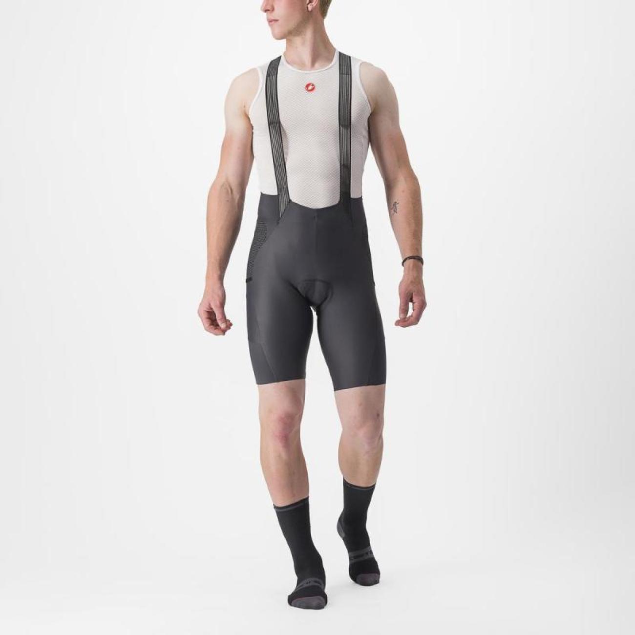 
                CASTELLI Cyklistické nohavice krátke s trakmi - FREE UNLIMITED - čierna XL
            