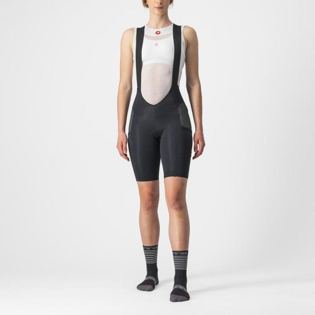 
                CASTELLI Cyklistické nohavice krátke s trakmi - FREE UNLIMITED W - čierna
            