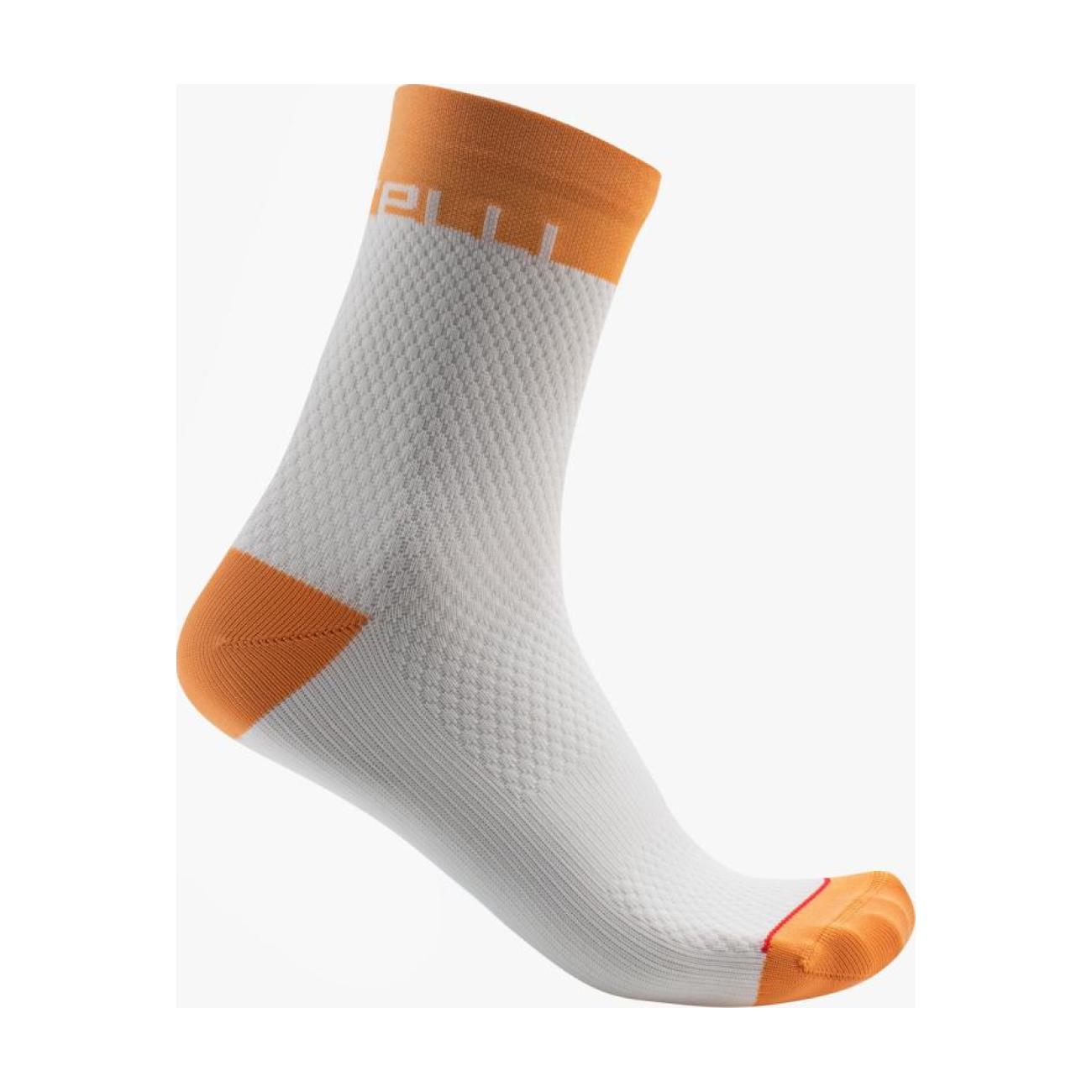
                CASTELLI Cyklistické ponožky klasické - VELOCISSIMA 12 - biela/oranžová L-XL
            