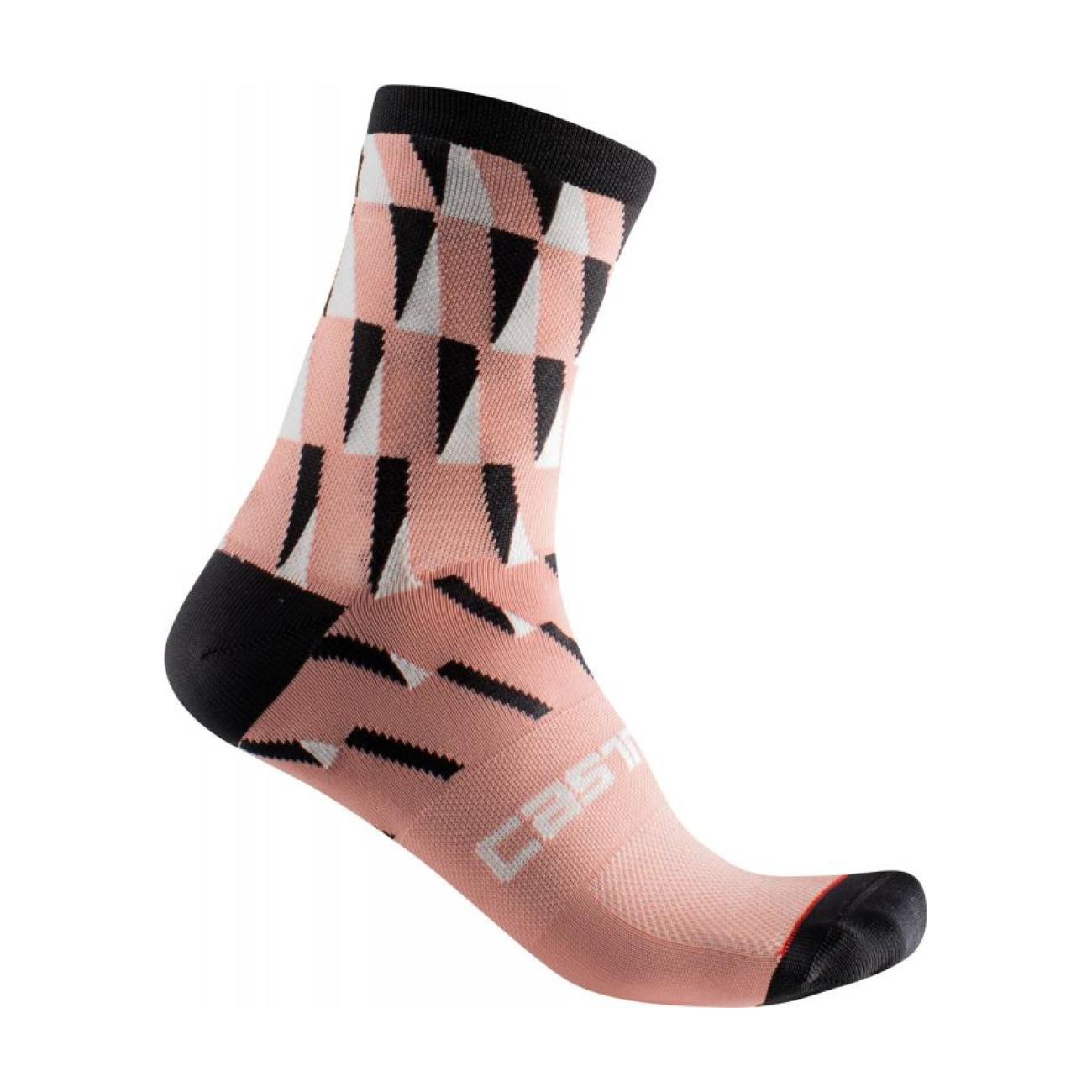 
                CASTELLI Cyklistické ponožky klasické - PENDIO 12 - ružová/čierna S-M
            