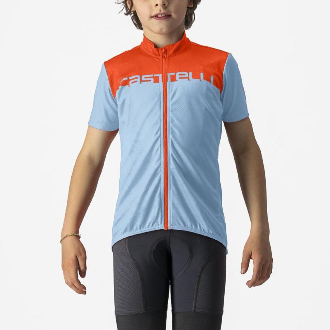
                CASTELLI Cyklistický dres s krátkym rukávom - NEO PROLOGO - svetlo modrá/oranžová 6Y
            