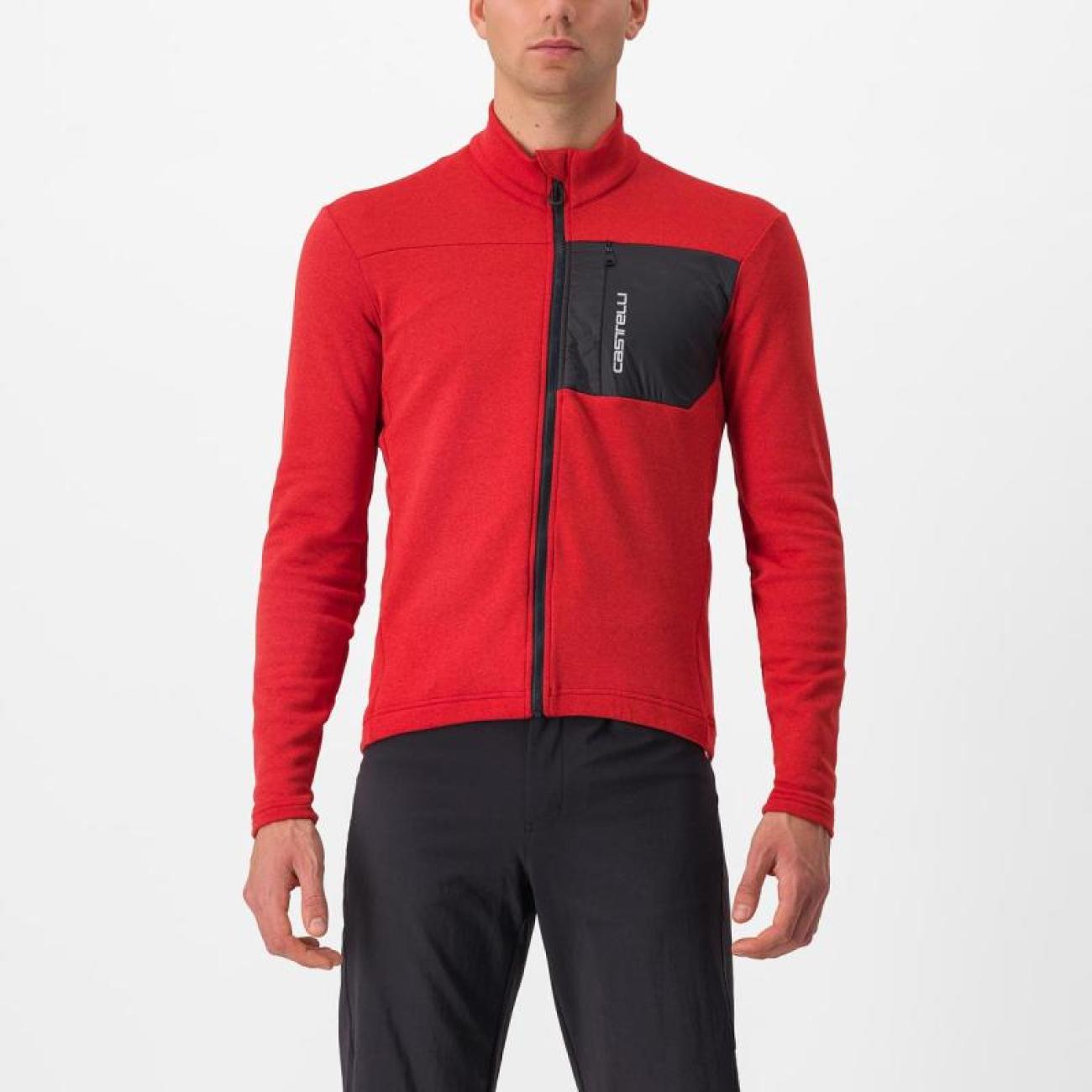 CASTELLI Cyklistický dres s dlhým rukávom zimný - UNLIMITED TRAIL - červená/šedá
