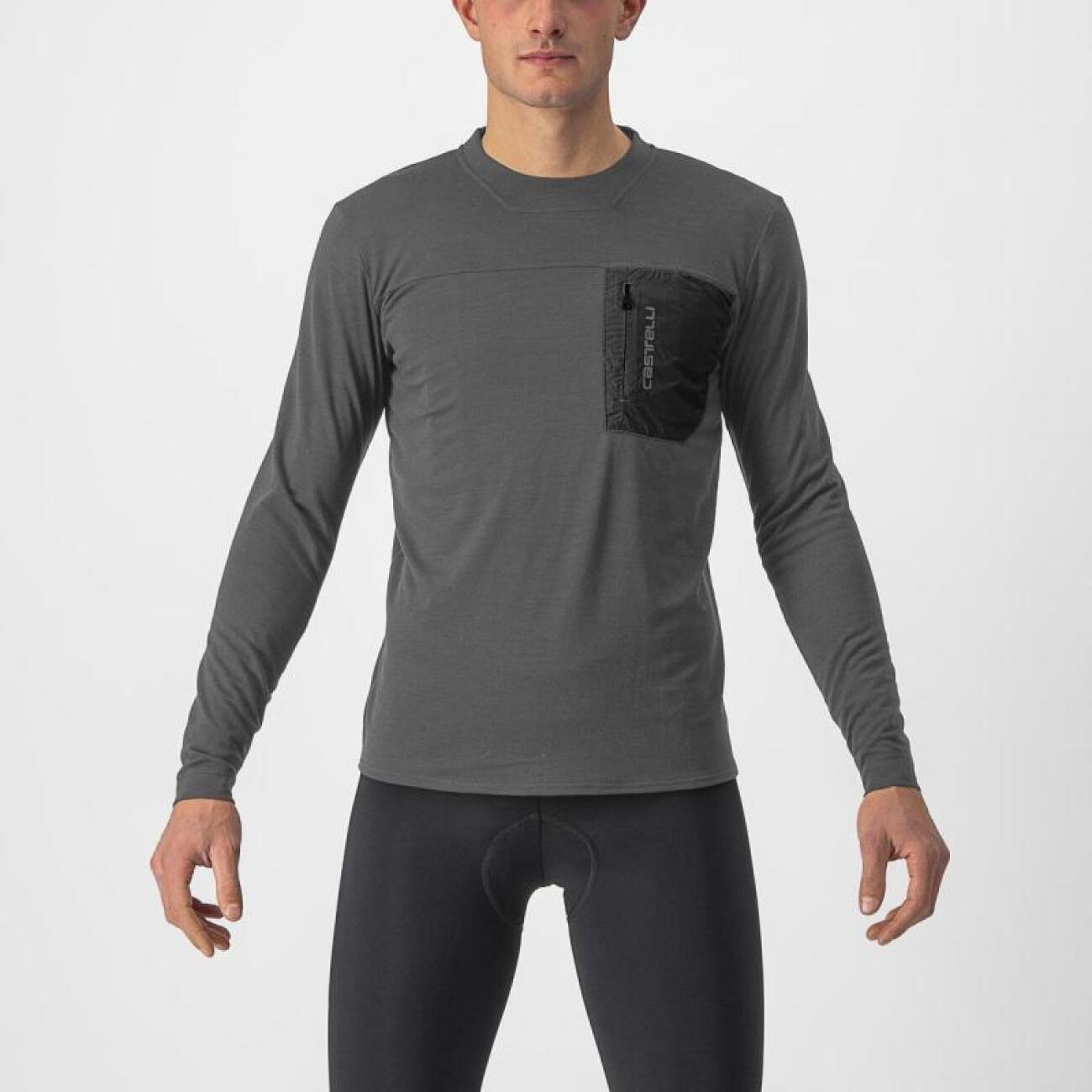 CASTELLI Cyklistický dres s dlhým rukávom zimný - UNLIMITED MERINO - šedá