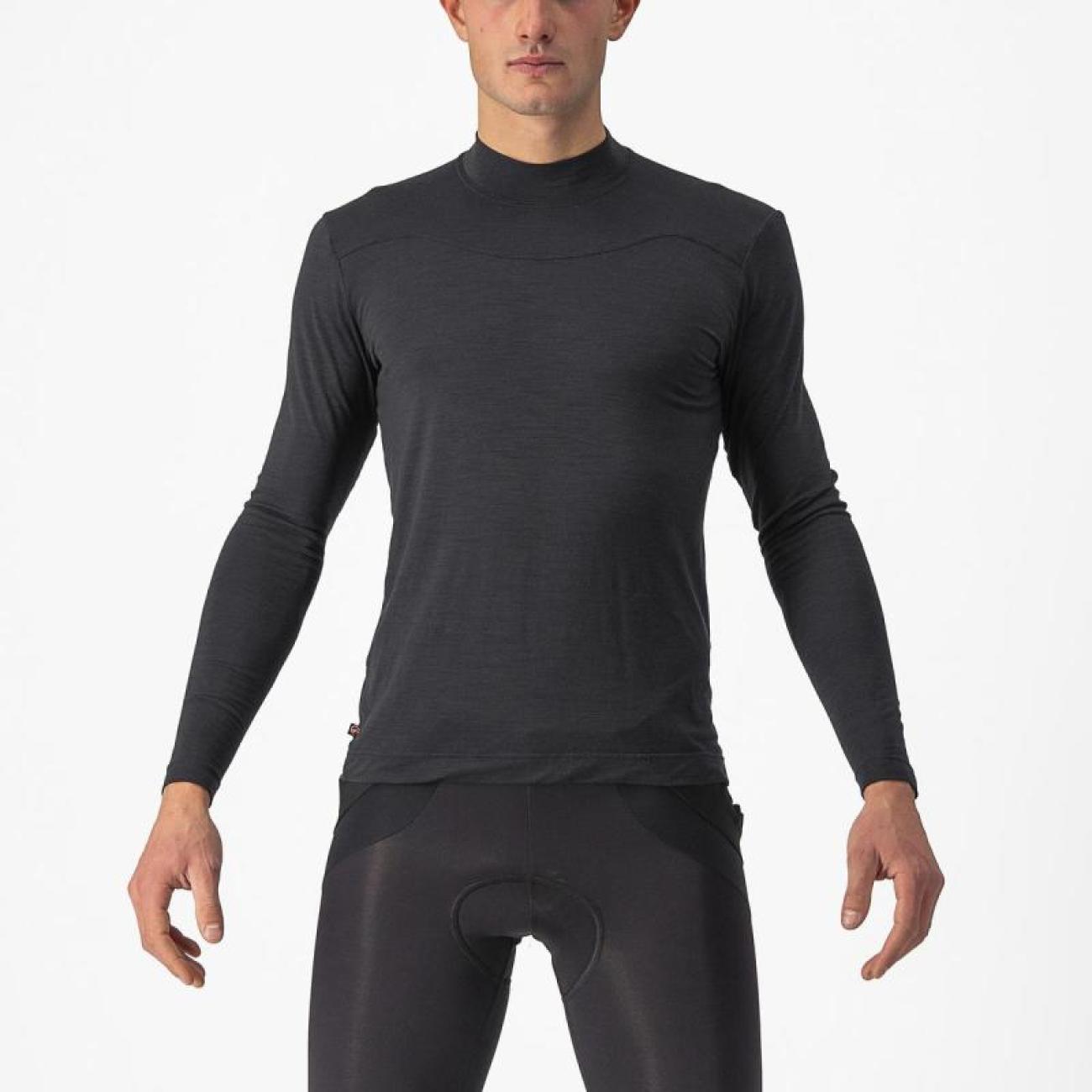 CASTELLI Cyklistické tričko s dlhým rukávom - BANDITO WOOL LS - čierna 2XL