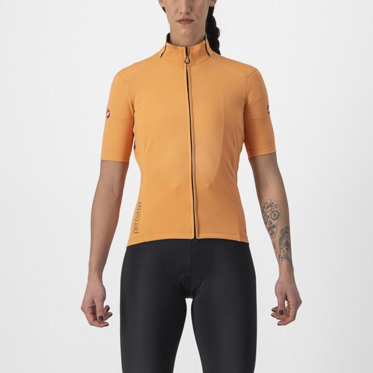 CASTELLI Cyklistický dres s krátkym rukávom - PERFETTO ROS 2 W WIND - oranžová