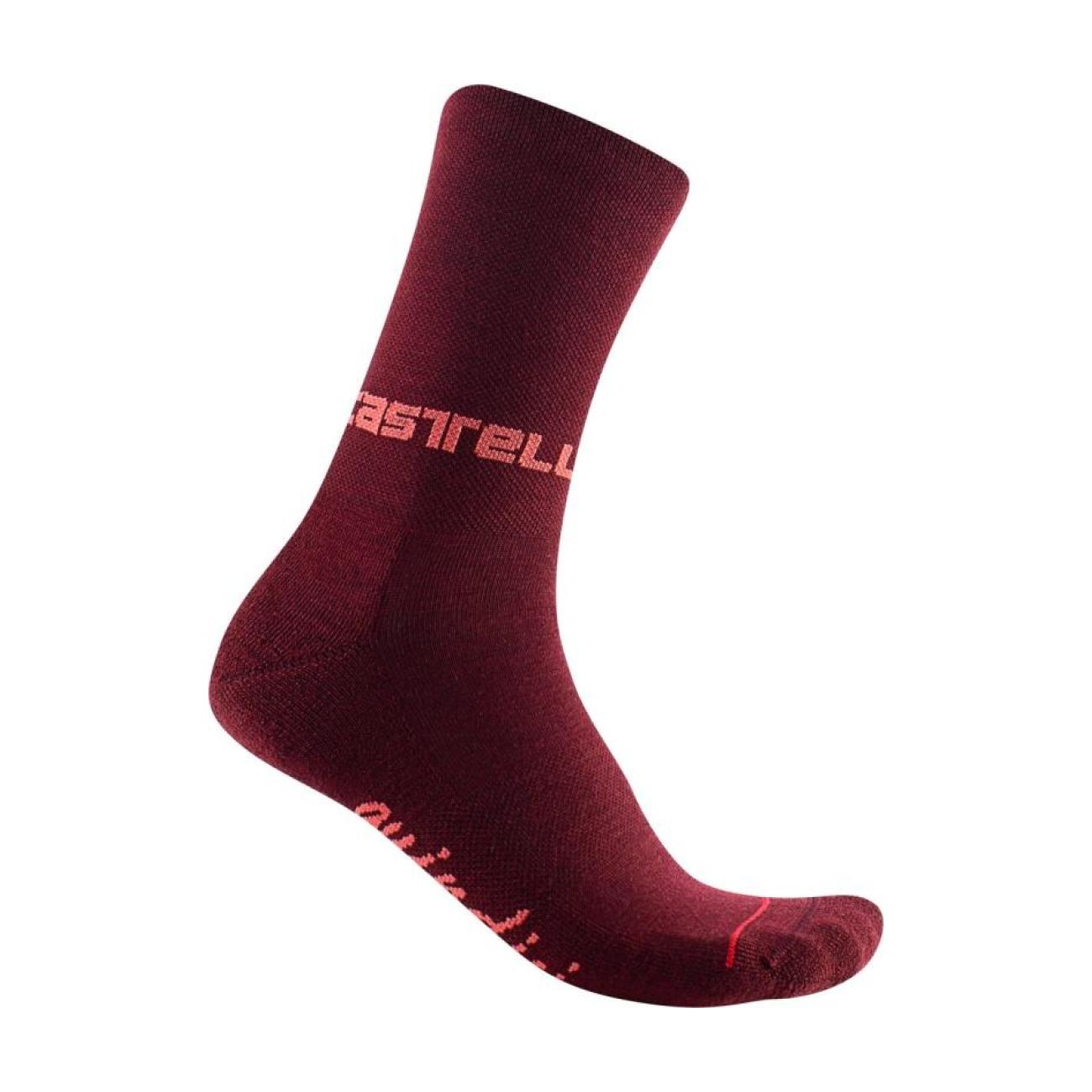 
                CASTELLI Cyklistické ponožky klasické - QUINDICI SOFT MERINO W - bordová L-XL
            