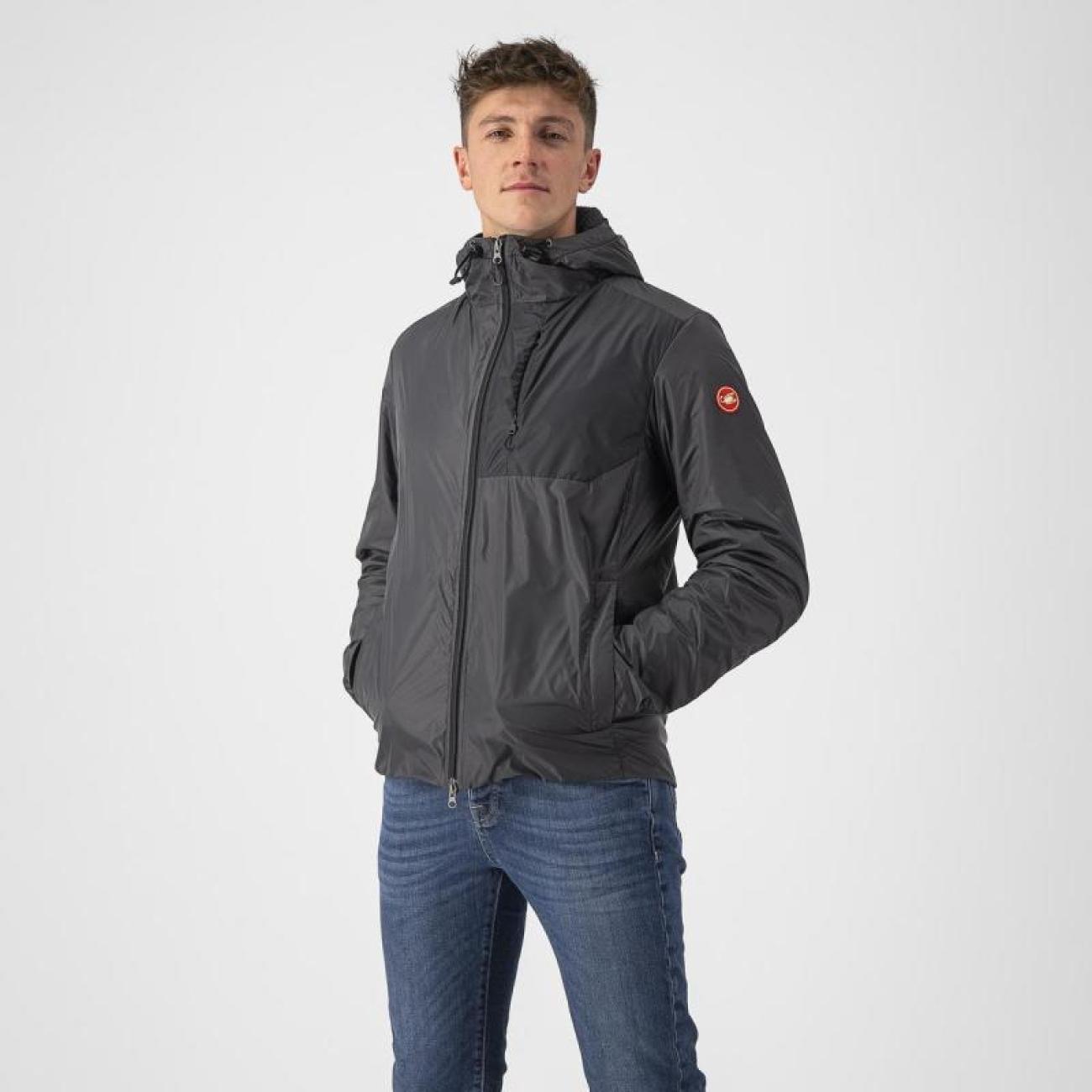CASTELLI Cyklistická vetruodolná bunda - RISCALDA PUFFY - šedá