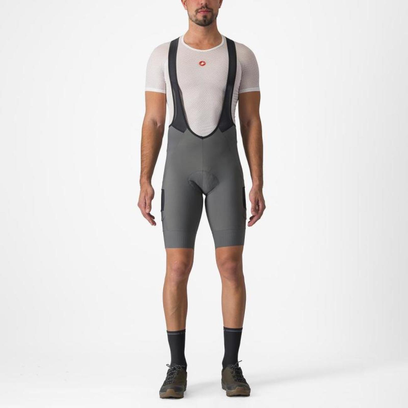 
                CASTELLI Cyklistické nohavice krátke s trakmi - UNLIMITED CARGO - šedá 3XL
            
