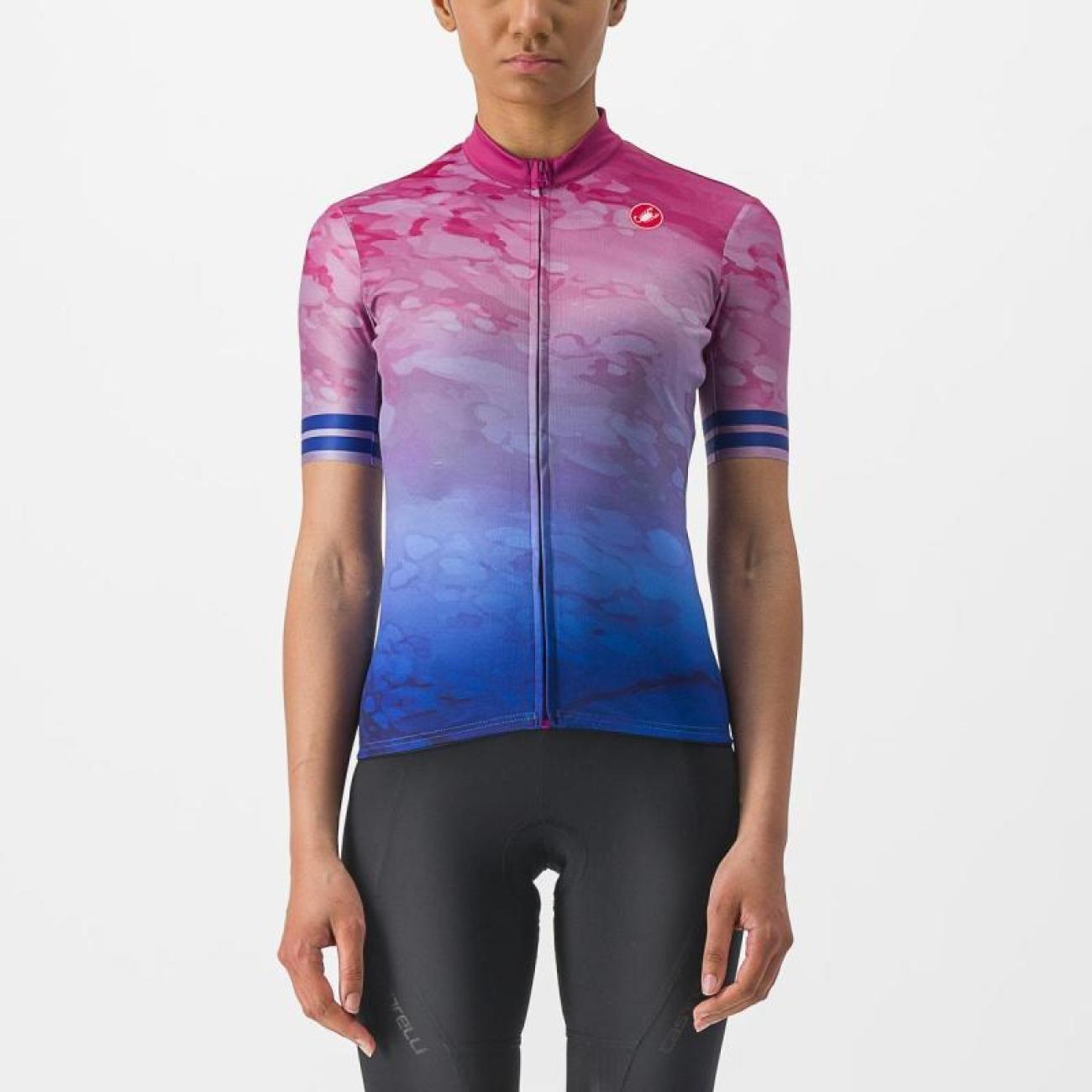 
                CASTELLI Cyklistický dres s krátkym rukávom - MARMO - modrá/ružová M
            