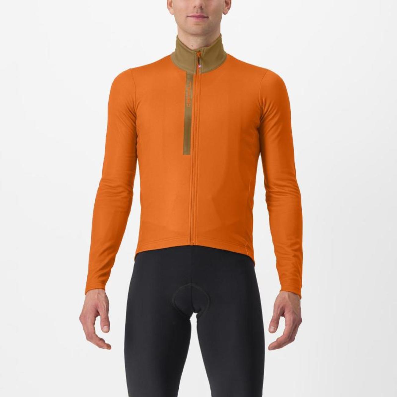 CASTELLI Cyklistický dres s dlhým rukávom zimný - ENTRATA THERMAL - oranžová