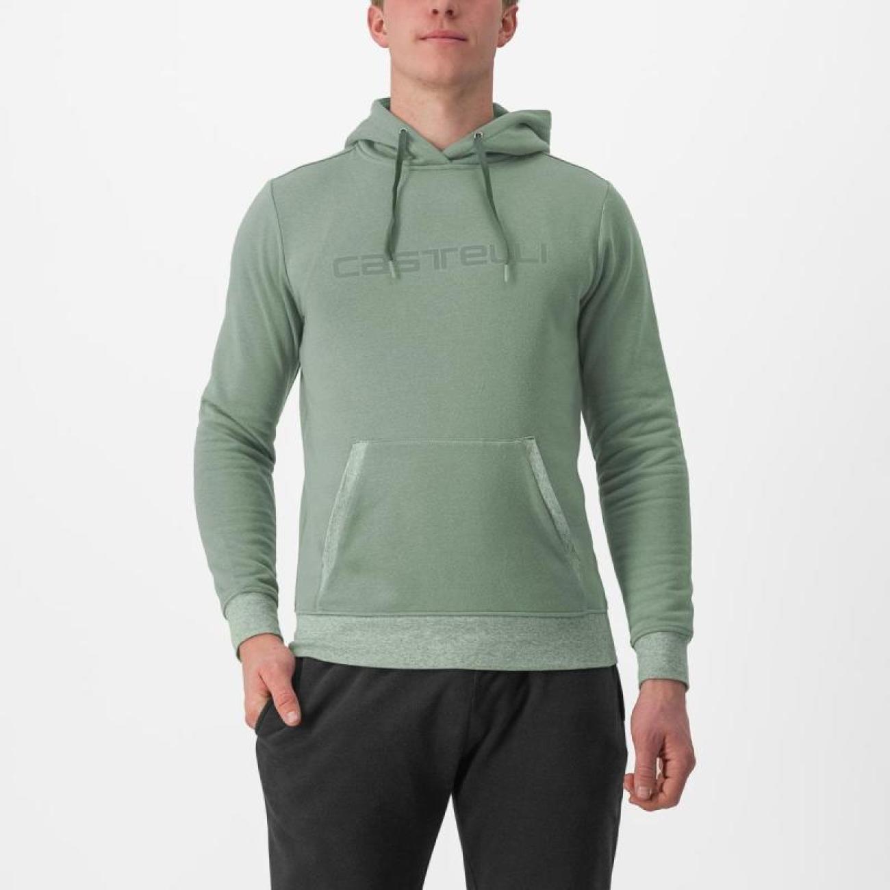 CASTELLI mikina - LOGO HOODIE - svetlo zelená