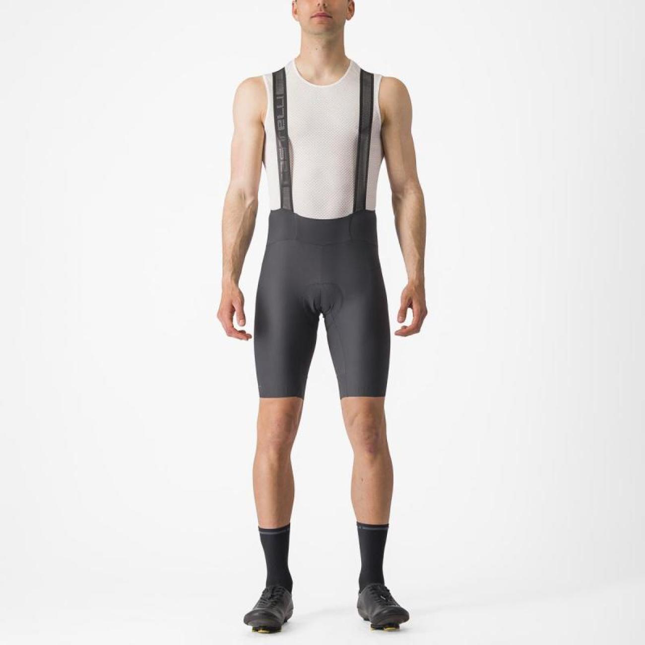 
                CASTELLI Cyklistické nohavice krátke s trakmi - ESPRESSO - šedá
            