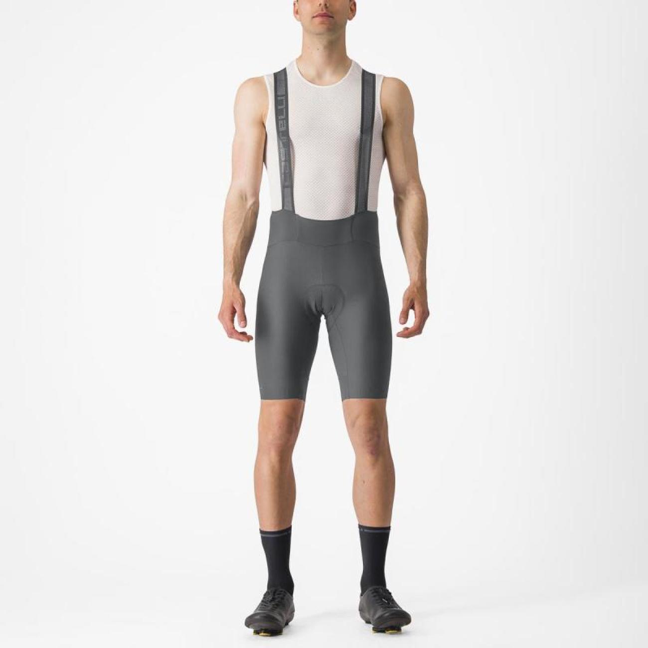 
                CASTELLI Cyklistické nohavice krátke s trakmi - ESPRESSO - šedá 2XL
            