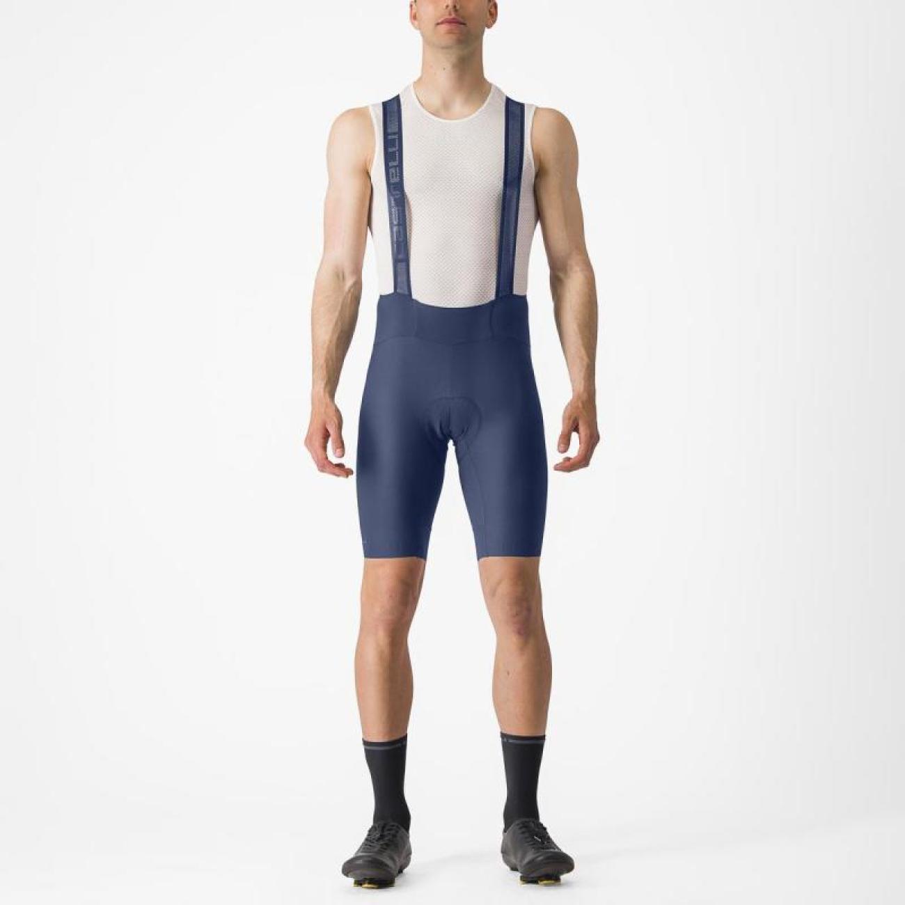 CASTELLI Cyklistické nohavice krátke s trakmi - ESPRESSO - modrá