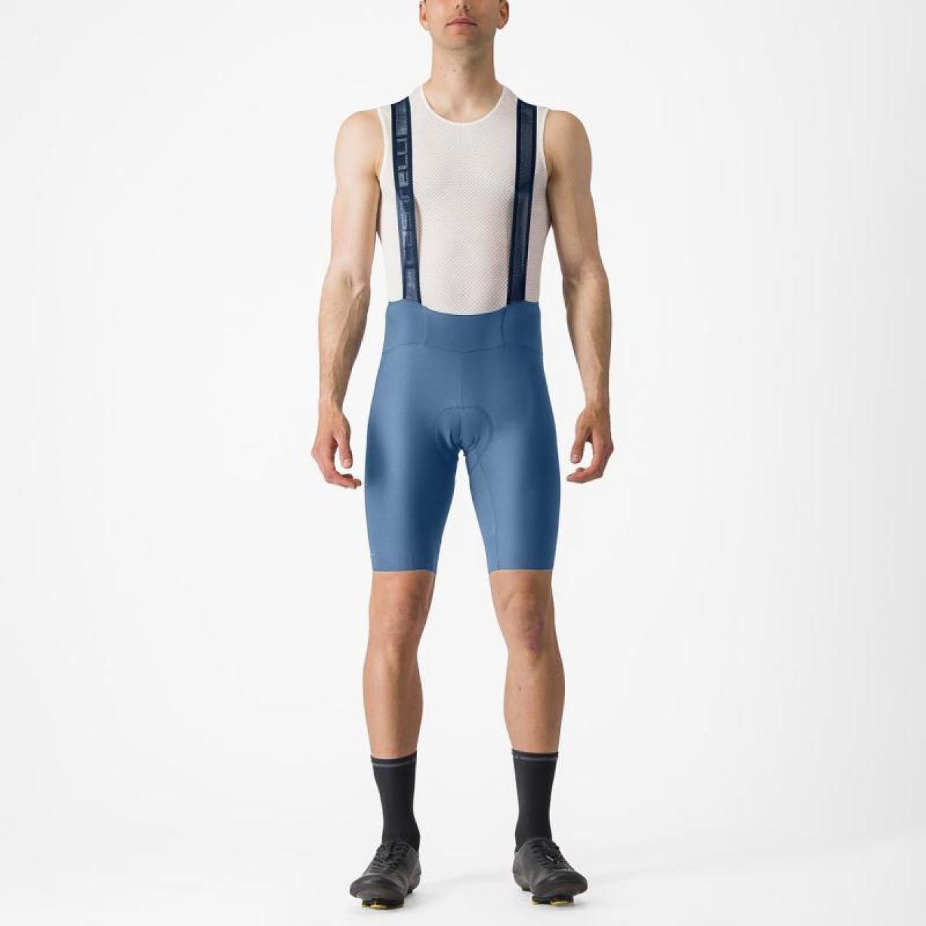 
                CASTELLI Cyklistické nohavice krátke s trakmi - ESPRESSO - modrá XL
            