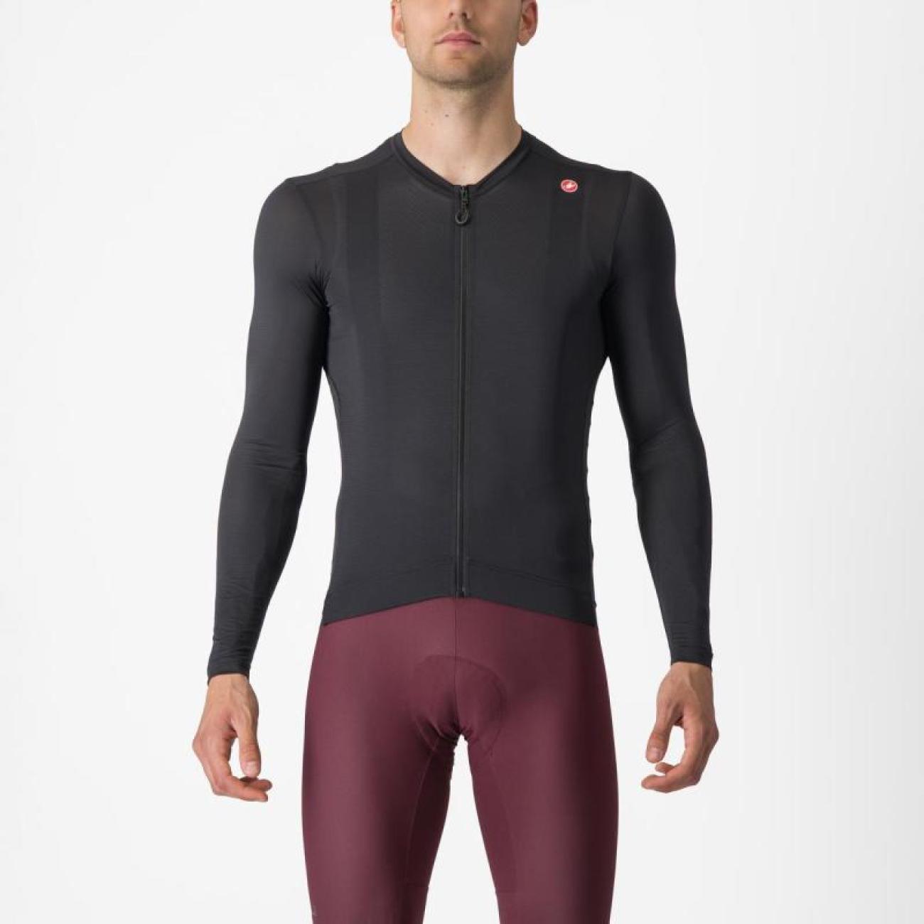 CASTELLI Cyklistický dres s dlhým rukávom letný - ESPRESSO - antracitová 2XL