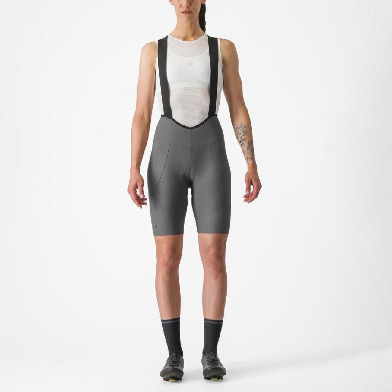 
                CASTELLI Cyklistické nohavice krátke s trakmi - ESPRESSO W DT - šedá
            