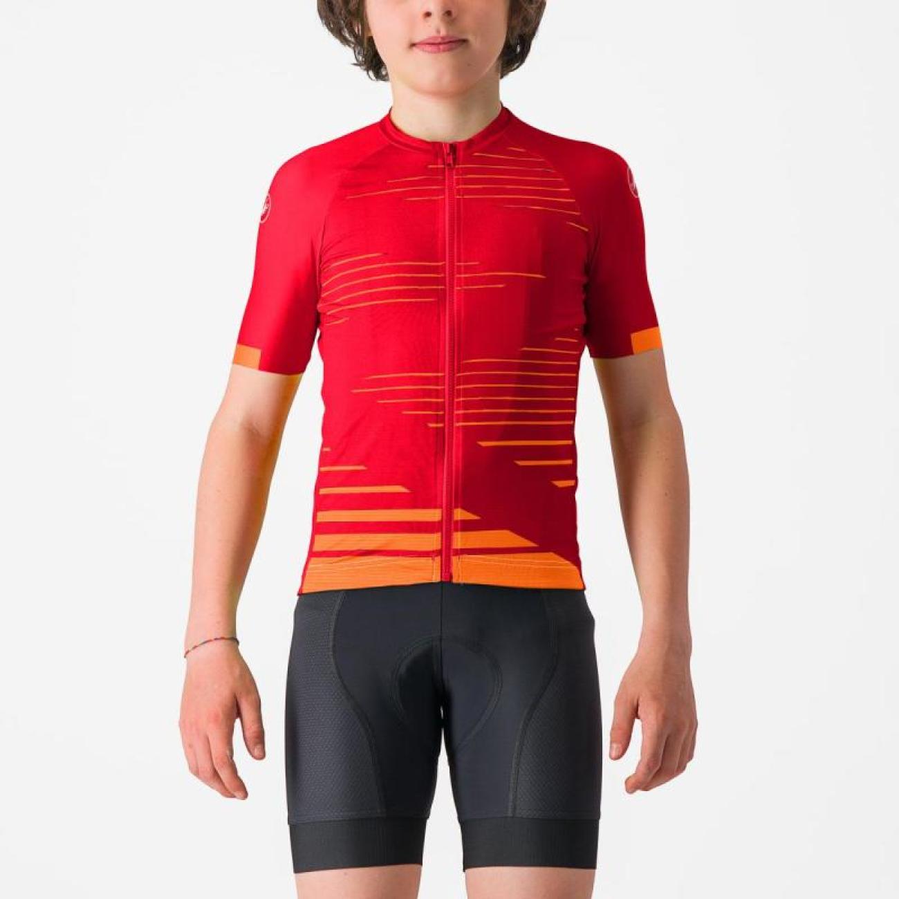 CASTELLI Cyklistický dres s krátkym rukávom - AERO KID - červená 8Y
