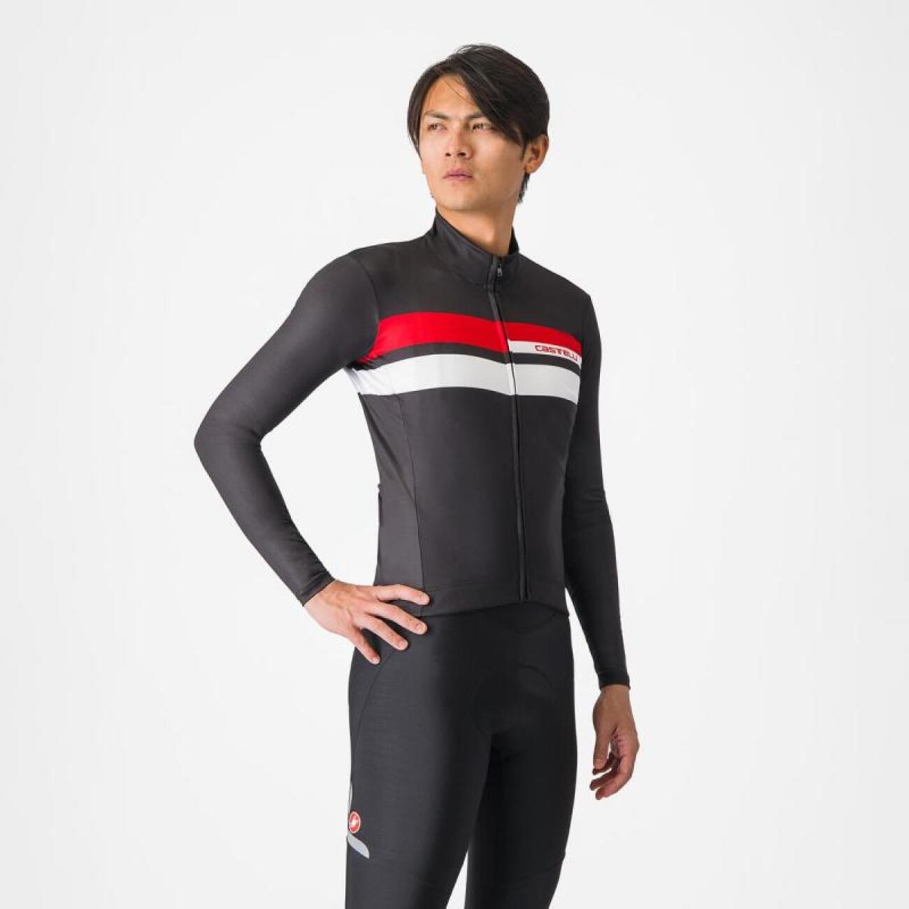 CASTELLI Cyklistický dres s dlhým rukávom zimný - LINEARE - čierna