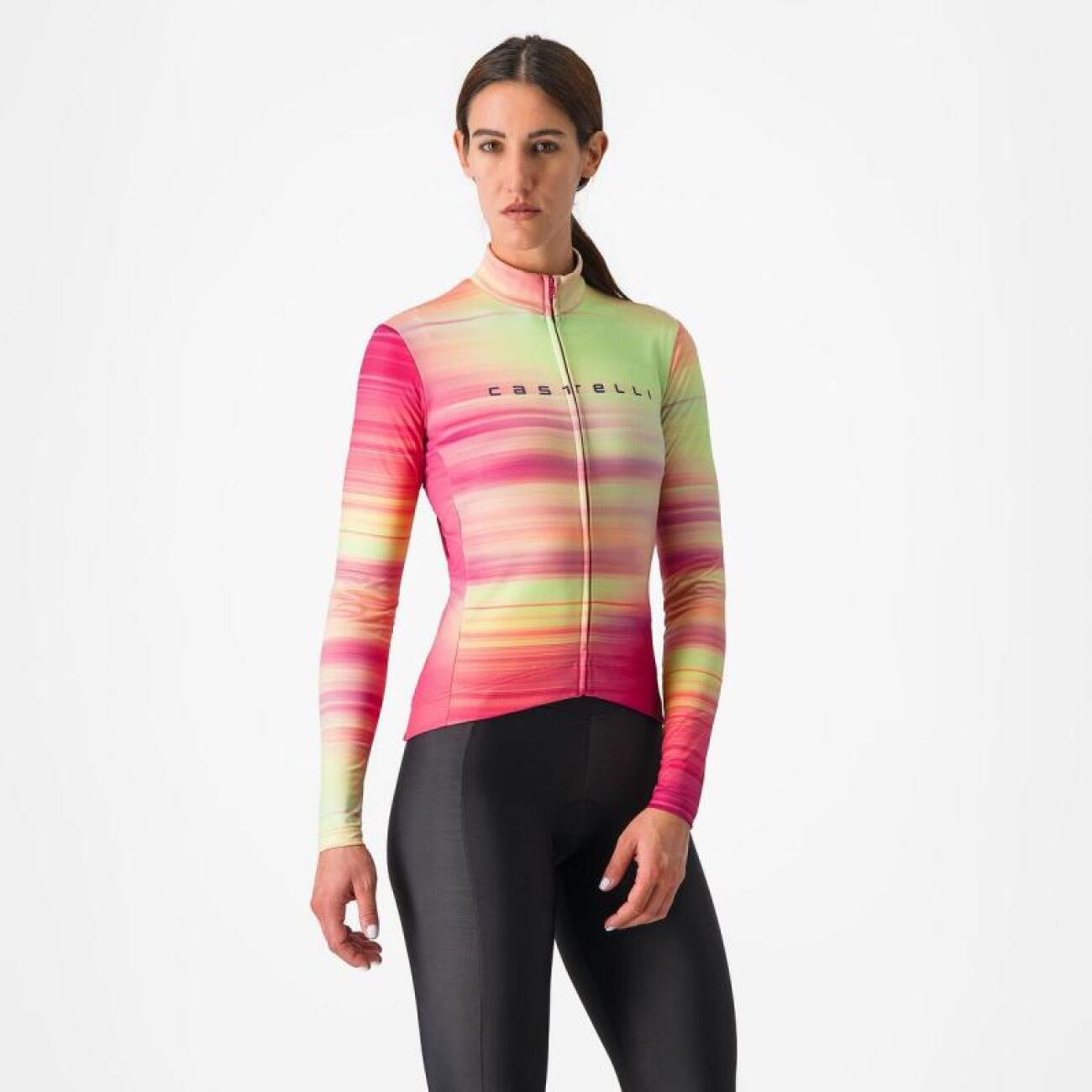 CASTELLI Cyklistický dres s dlhým rukávom zimný - PHASE - viacfarebná/ružová