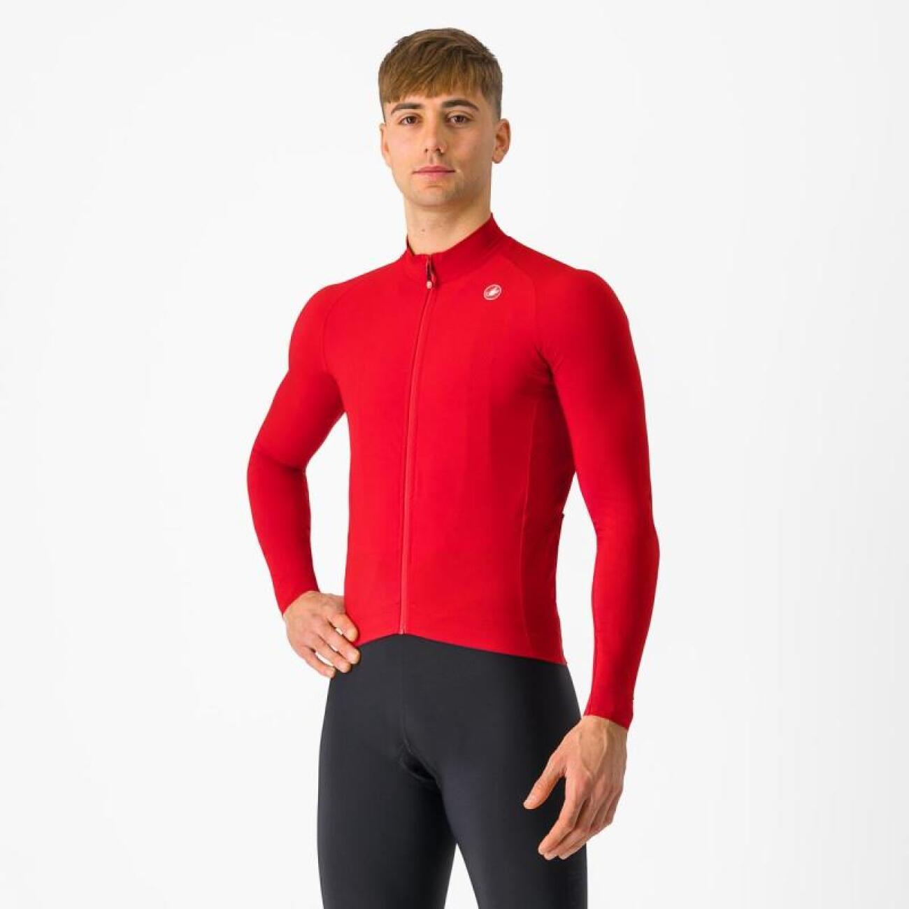 CASTELLI Cyklistický dres s dlhým rukávom zimný - AERO RACE - červená