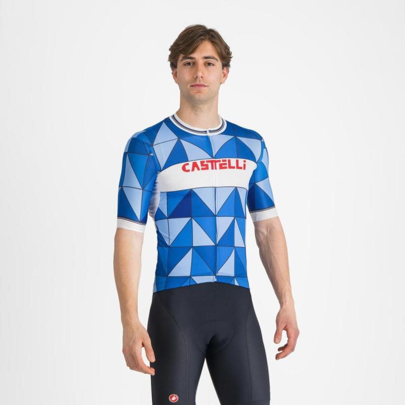CASTELLI Cyklistický dres s krátkym rukávom - HERITAGE - modrá M
