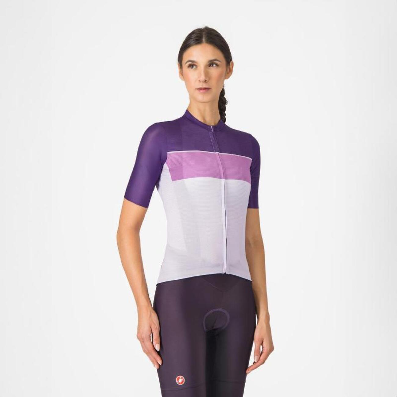 CASTELLI Cyklistický dres s krátkym rukávom - ELEGANTE - fialová/ružová/biela