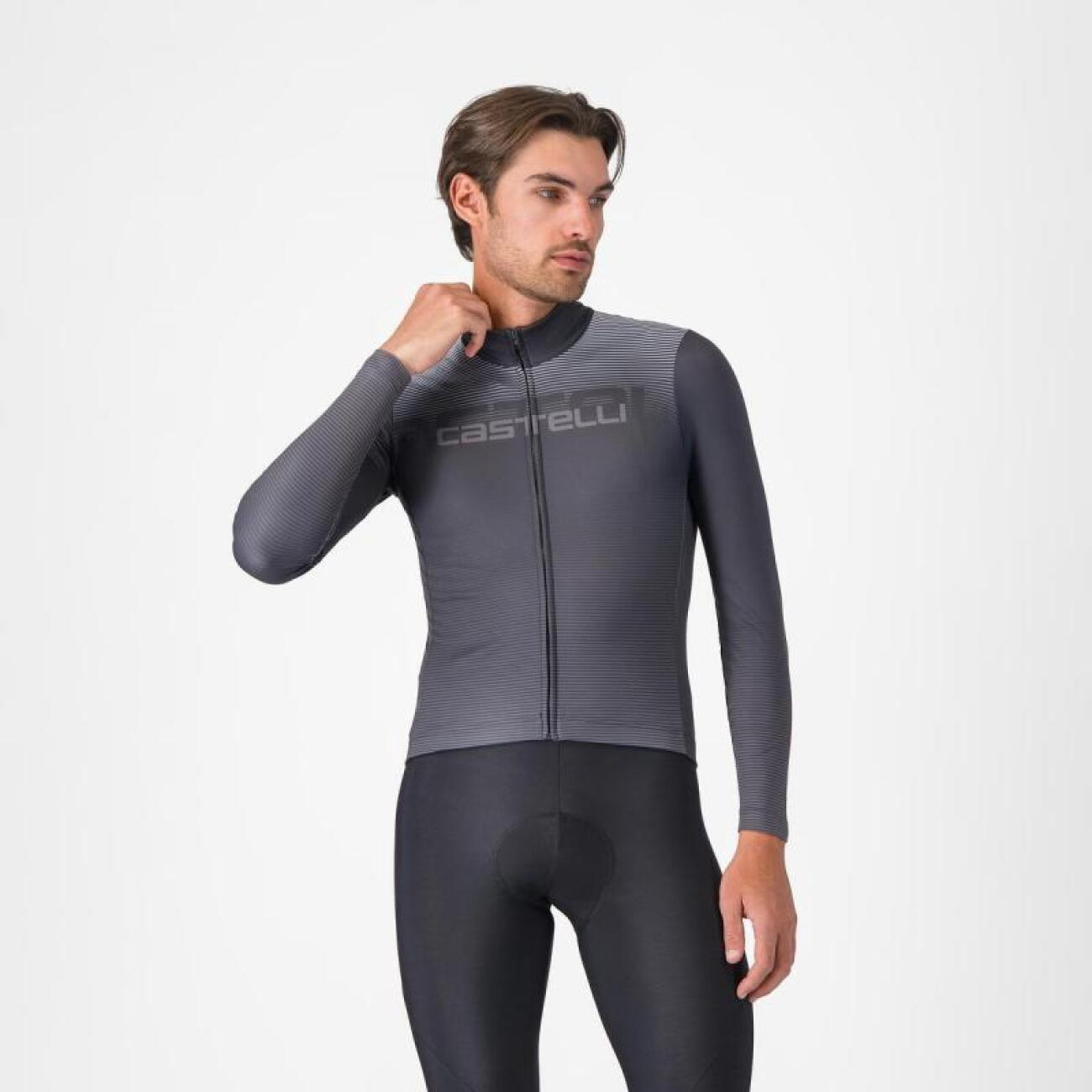CASTELLI Cyklistický dres s dlhým rukávom zimný - APICE - šedá M