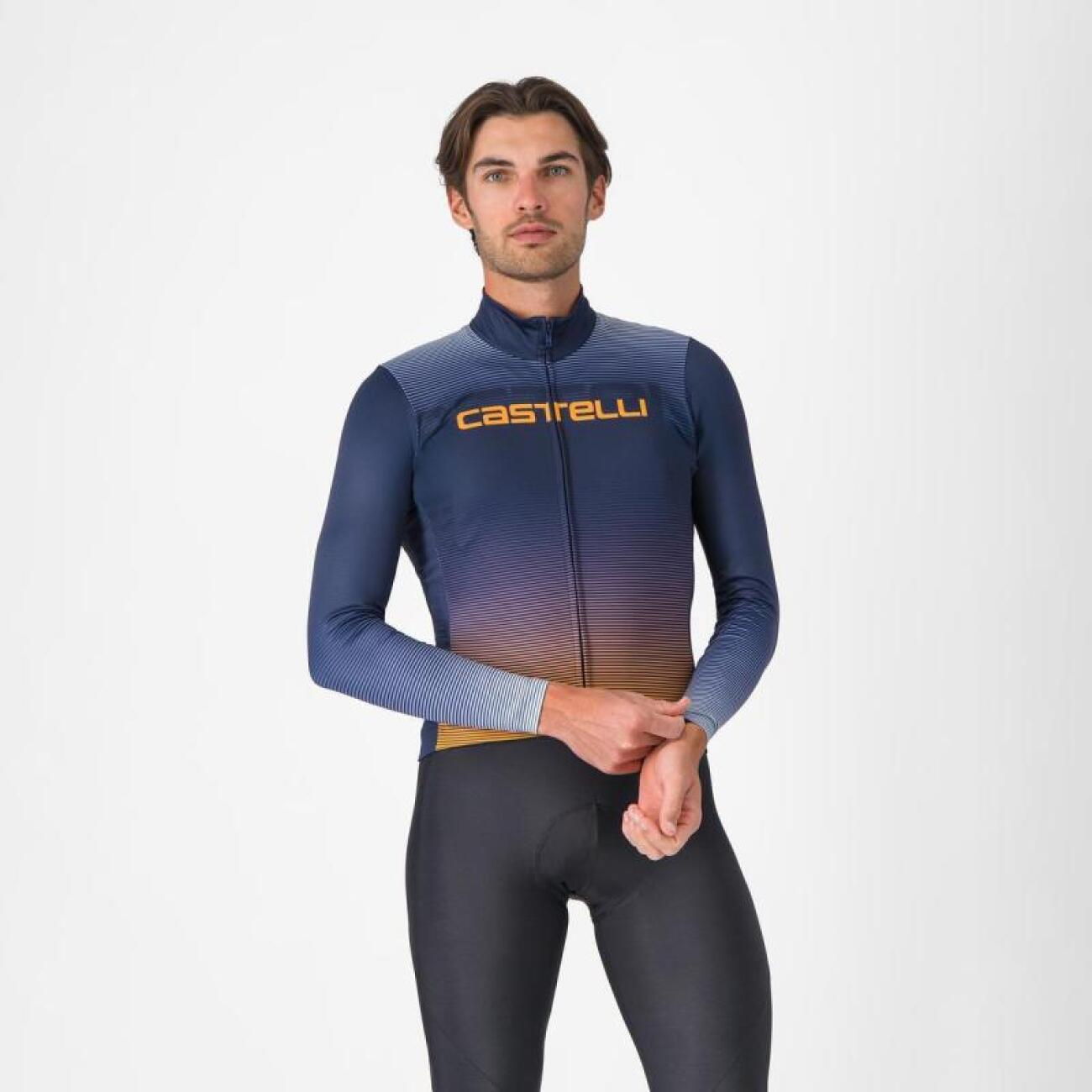 CASTELLI Cyklistický dres s dlhým rukávom zimný - APICE - modrá 3XL