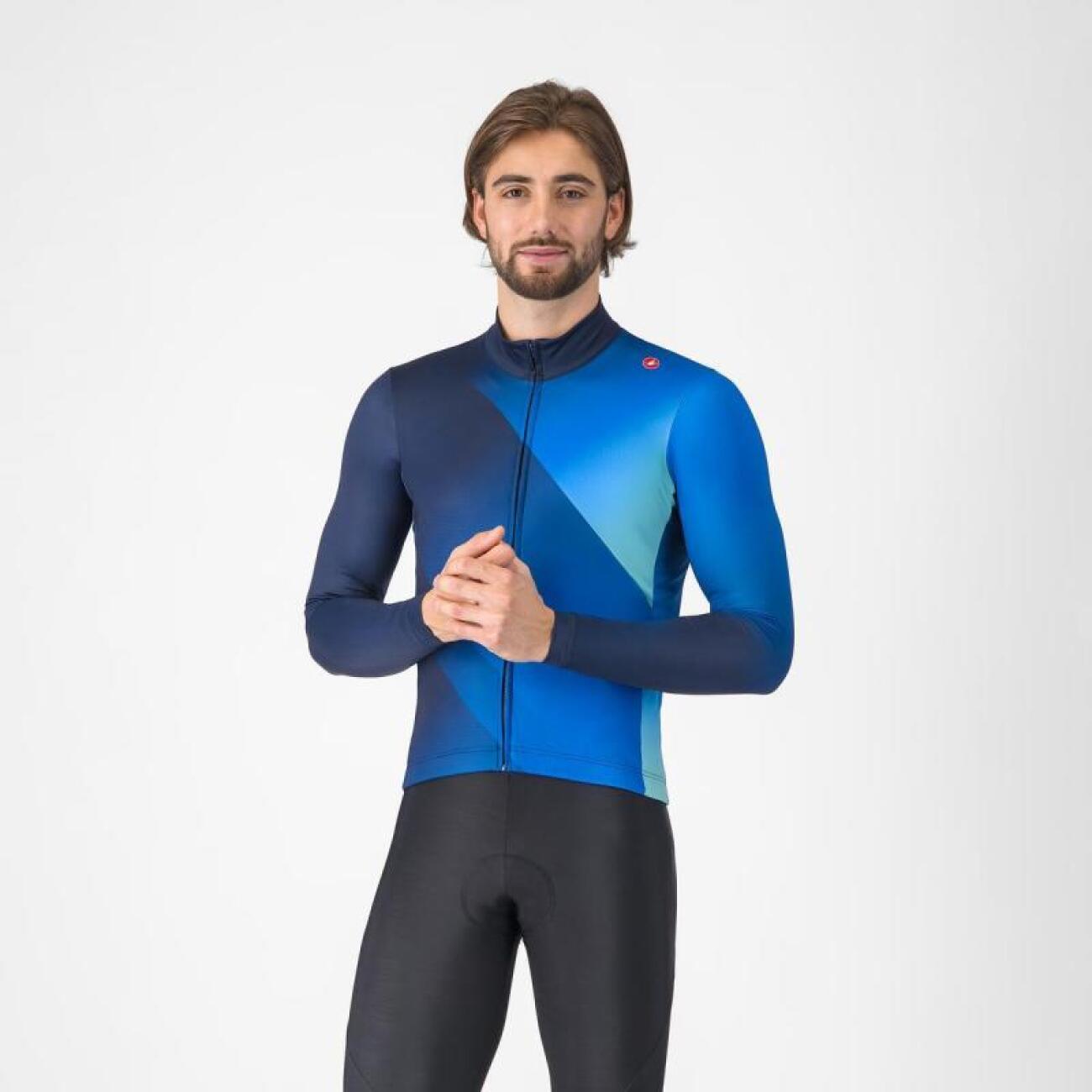 CASTELLI Cyklistický dres s dlhým rukávom zimný - AMPLIFY - modrá L