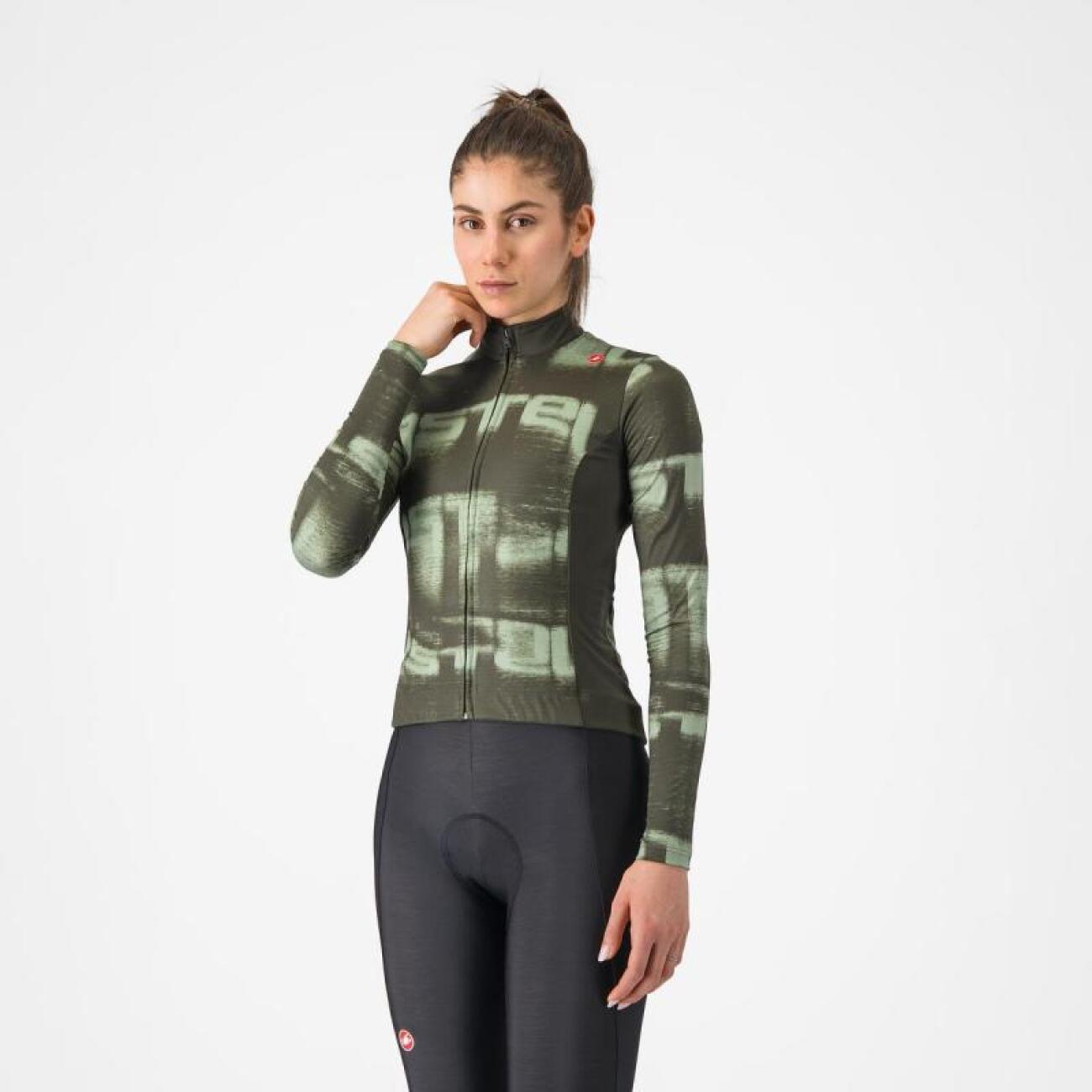 CASTELLI Cyklistický dres s dlhým rukávom zimný - BLUR THERMAL - zelená L
