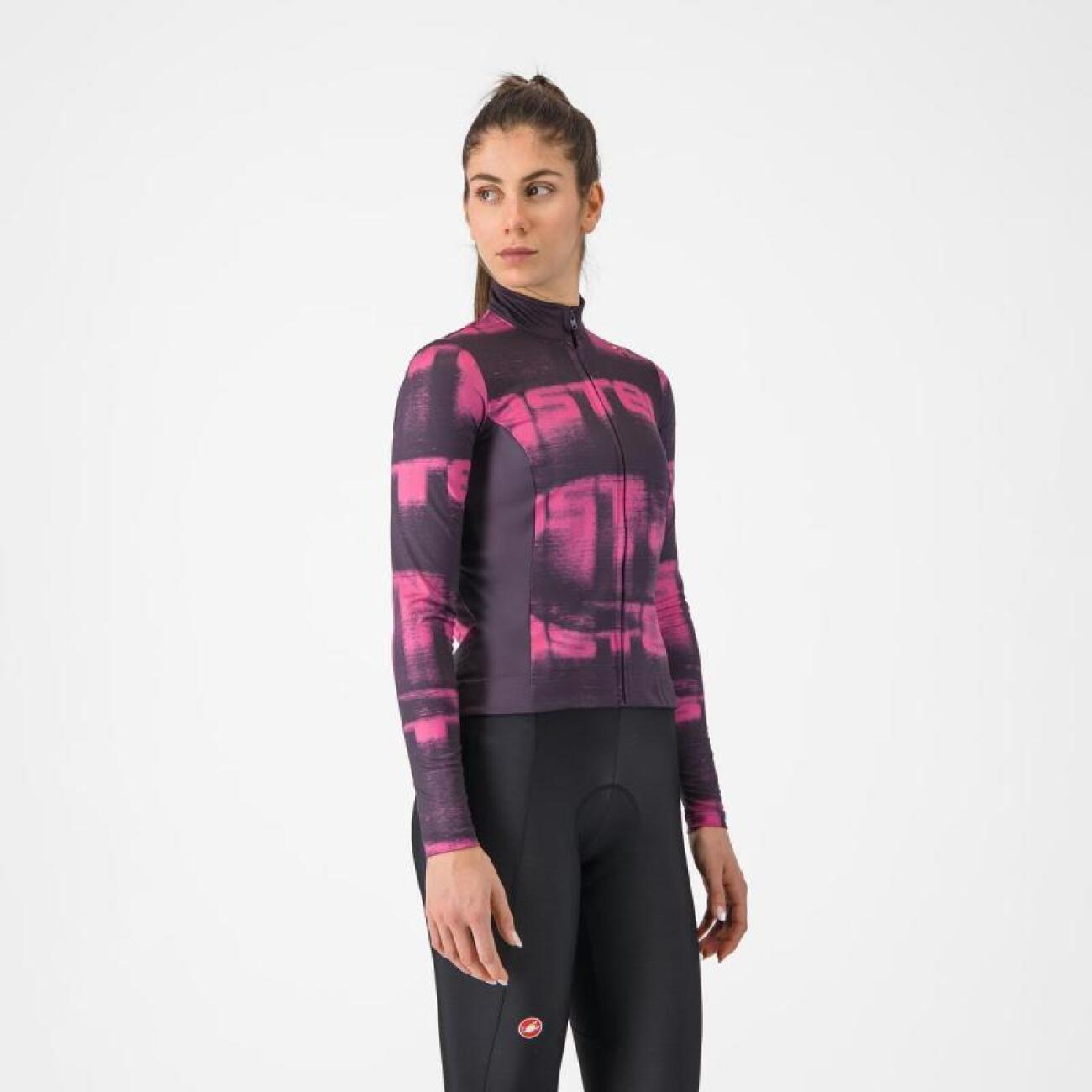 CASTELLI Cyklistický dres s dlhým rukávom zimný - BLUR THERMAL - čierna/fialová S