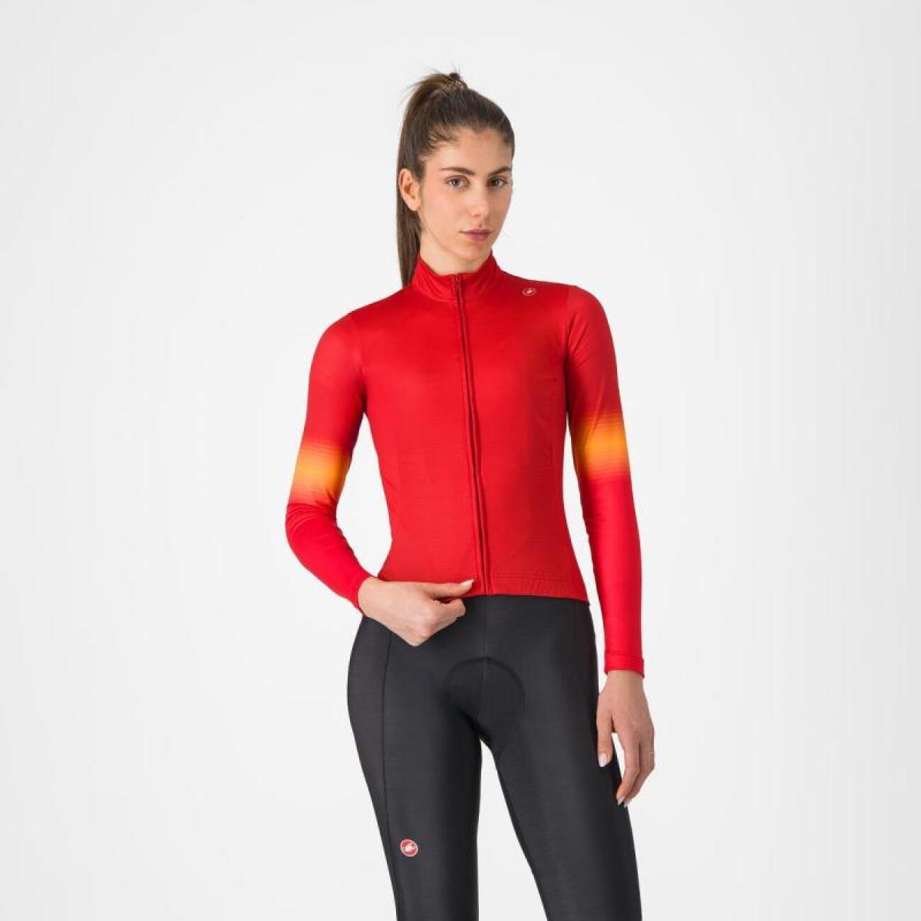 CASTELLI Cyklistický dres s dlhým rukávom zimný - CORSO THERMAL - červená XS