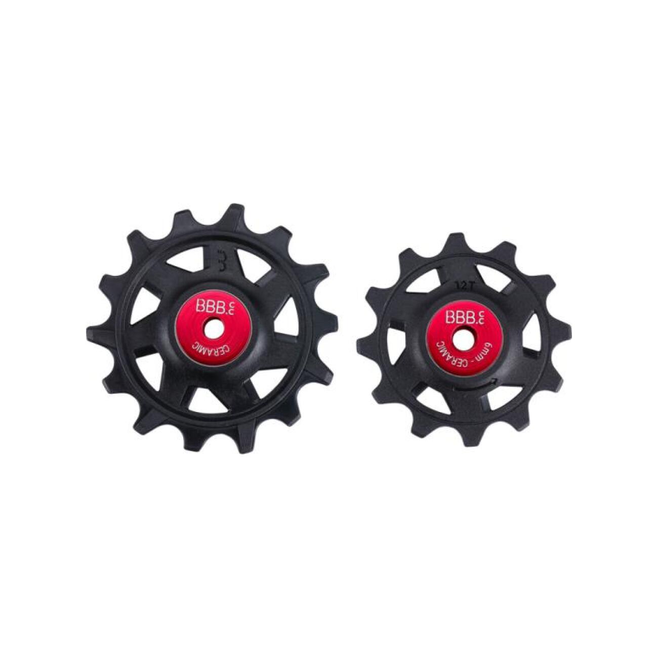 BBB kladky pre prehadzovačku - ROLLERBOYS CERAMIC 12T, 14T - červená/čierna