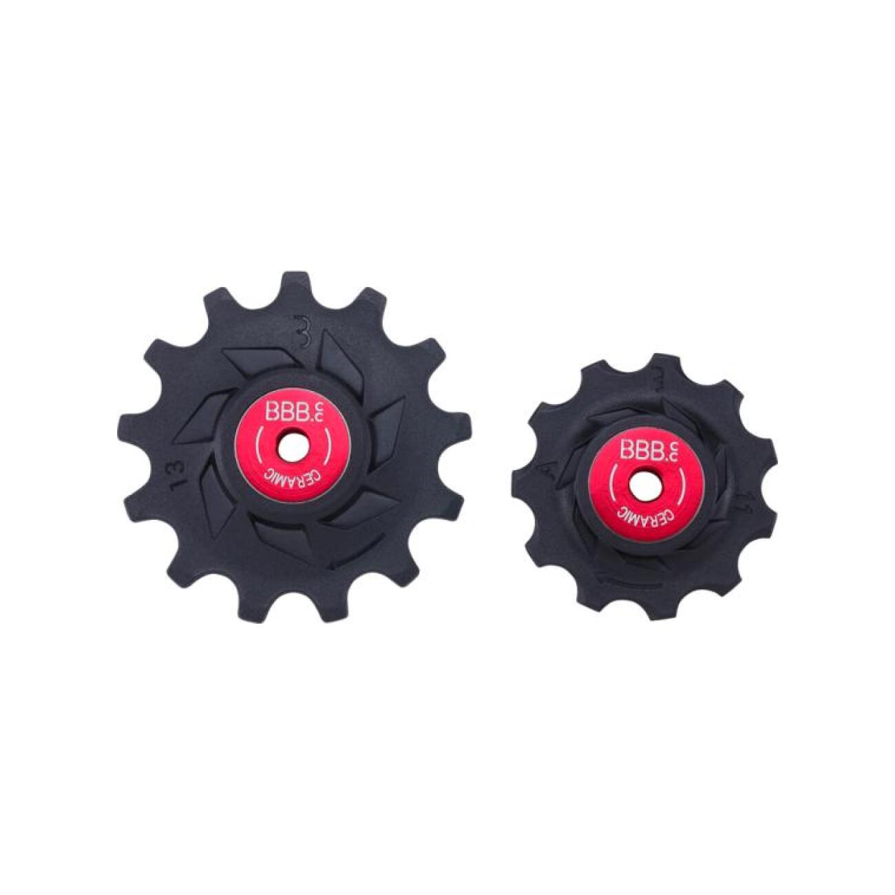 BBB kladky pre prehadzovačku - ROLLERBOYS CERAMIC 11T, 13T - červená/čierna