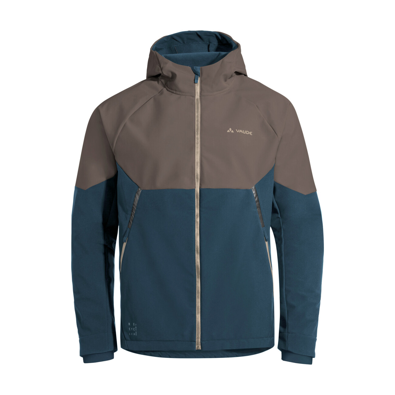 VAUDE Cyklistická vetruodolná bunda - QIMSA SOFTSHELL - hnedá/modrá