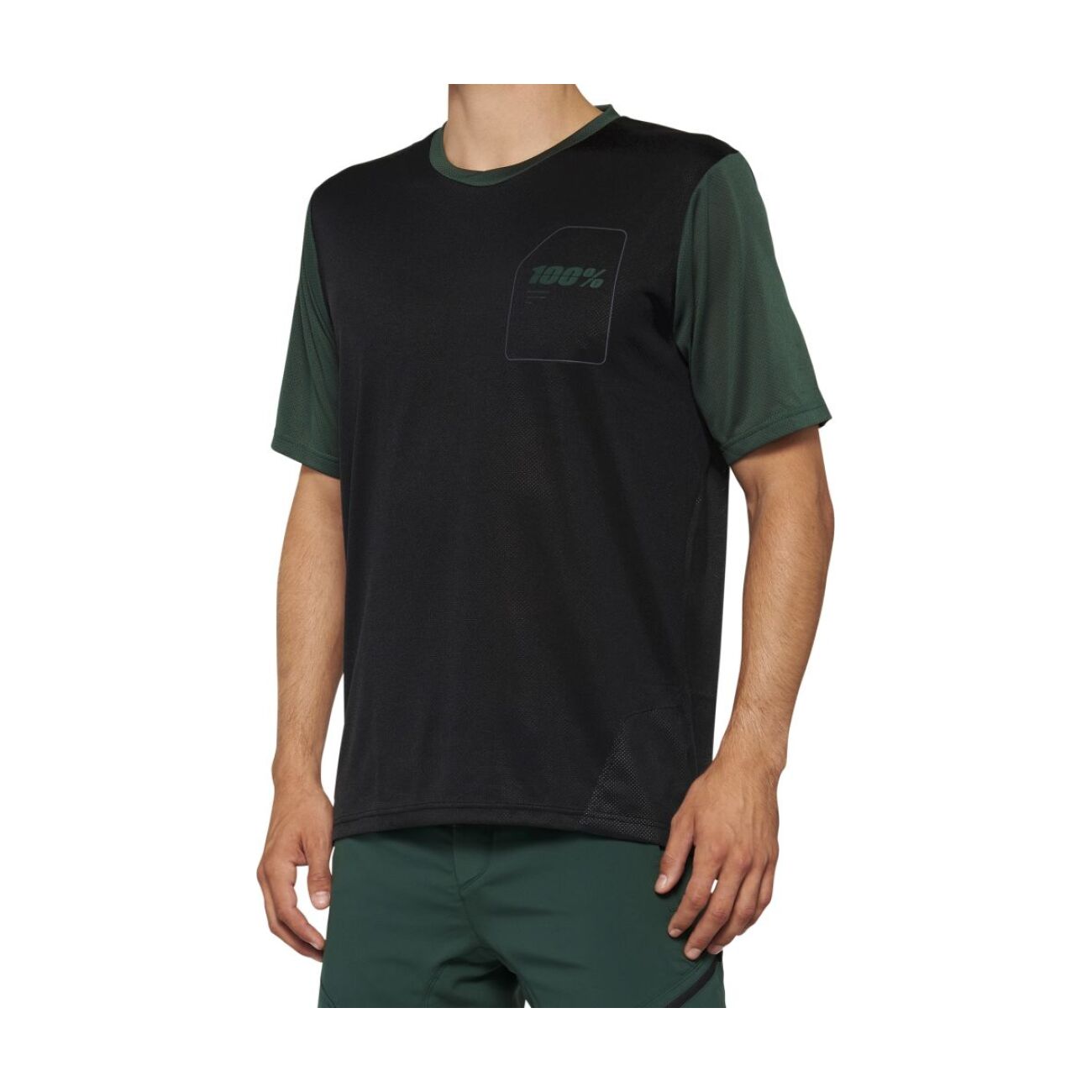 100% SPEEDLAB Cyklistický dres s krátkym rukávom - RIDECAMP - čierna/zelená S