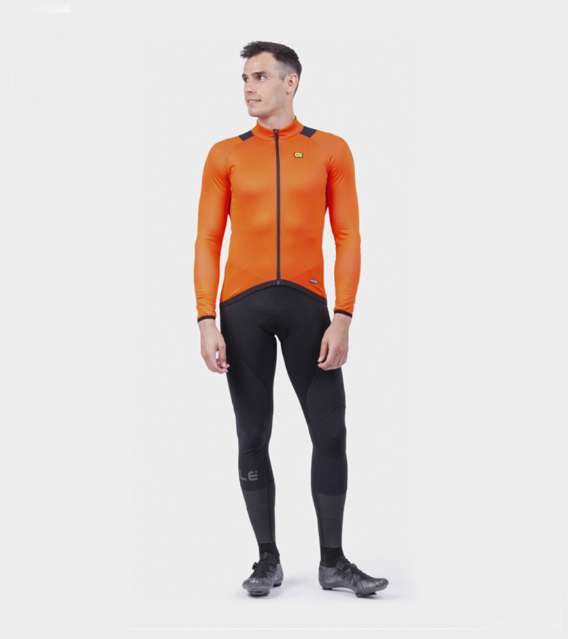 ALÉ Cyklistický dres s dlhým rukávom zimný - THERMAL R-EV1 - oranžová 3XL