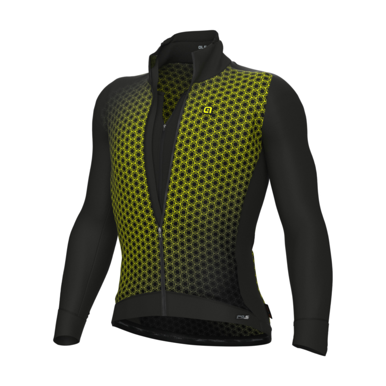 ALÉ Cyklistická vetruodolná bunda - MAGNETE PR-S - čierna/žltá 5XL