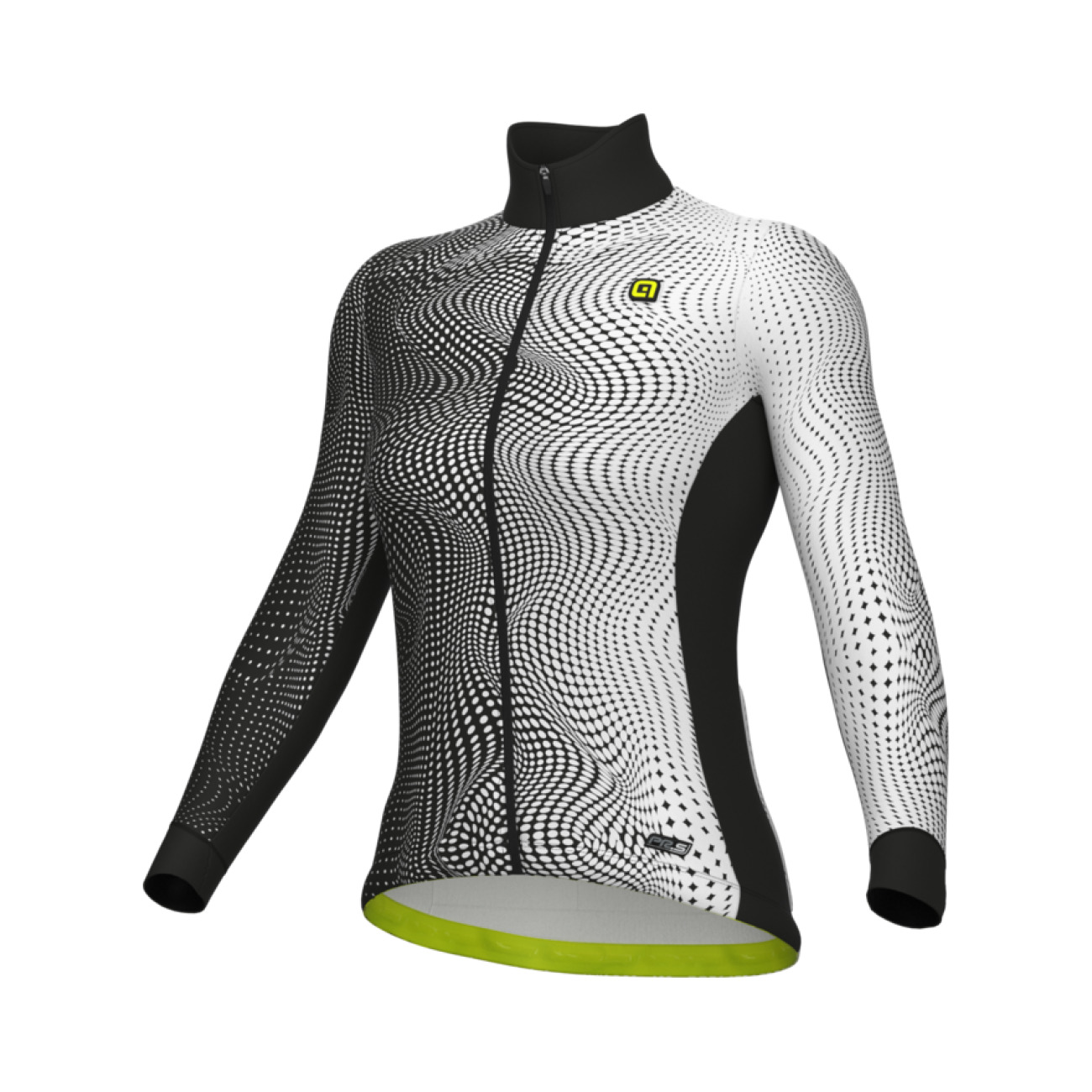 ALÉ Cyklistický dres s dlhým rukávom zimný - CIRCUS PR-S - čierna/biela