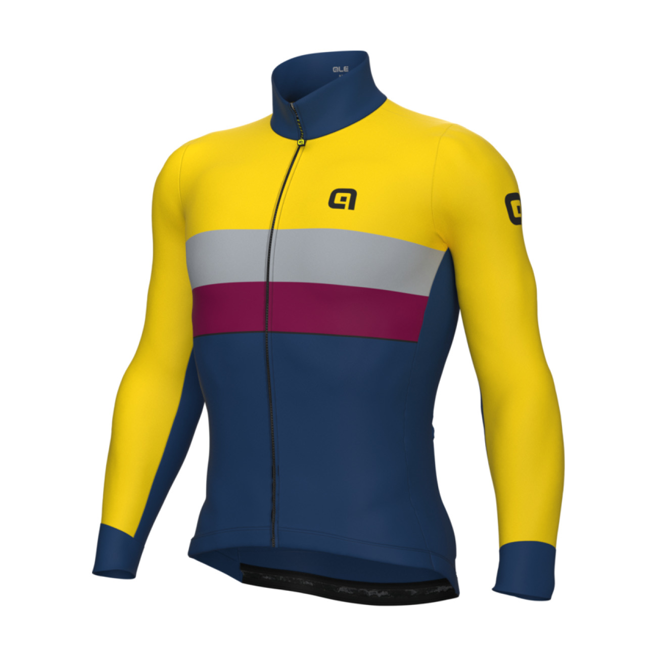 ALÉ Cyklistický dres s dlhým rukávom zimný - CHAOS OFF ROAD - GRAVEL - modrá/žltá