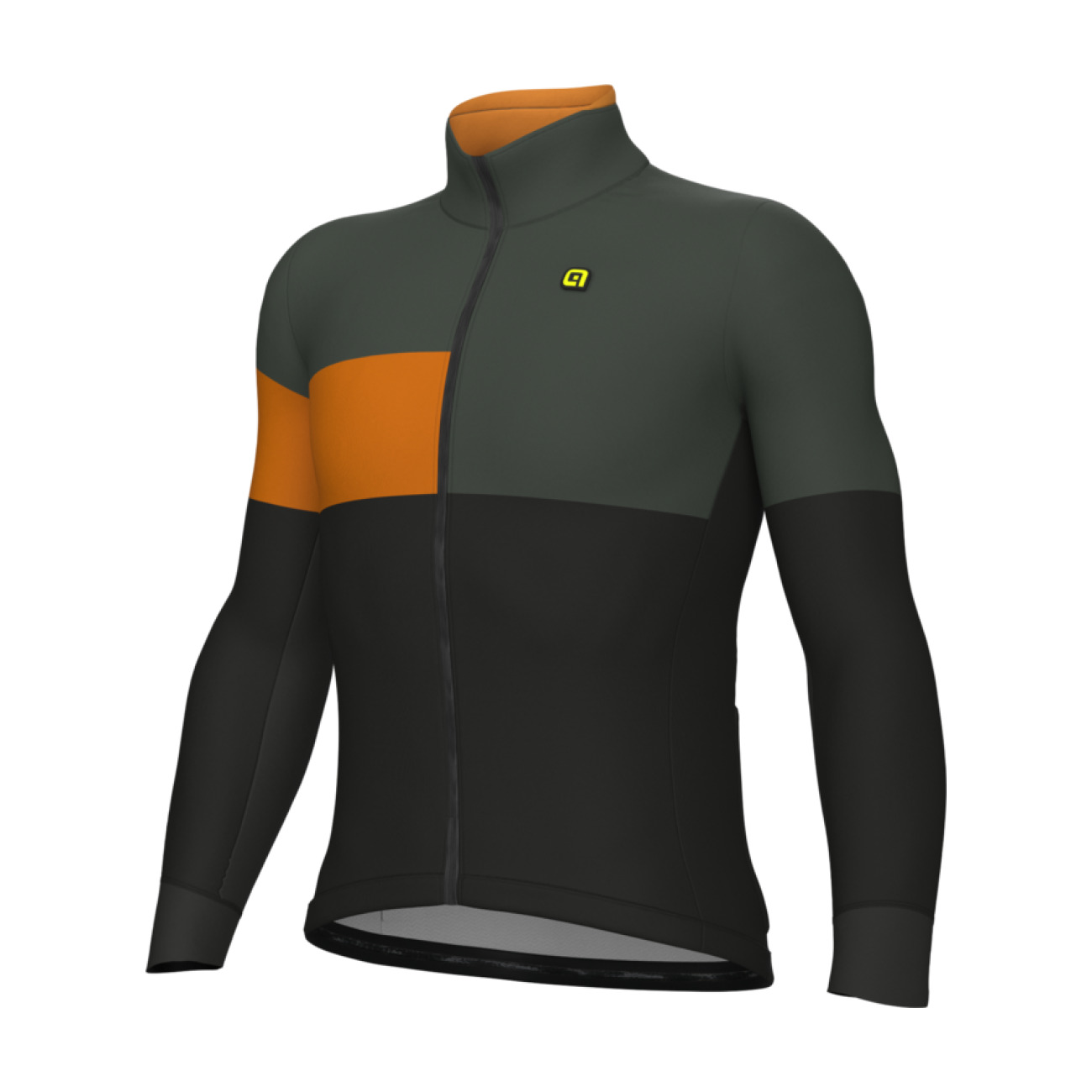 ALÉ Cyklistická zateplená bunda - PR-E GEOMETRIC - čierna/šedá/oranžová